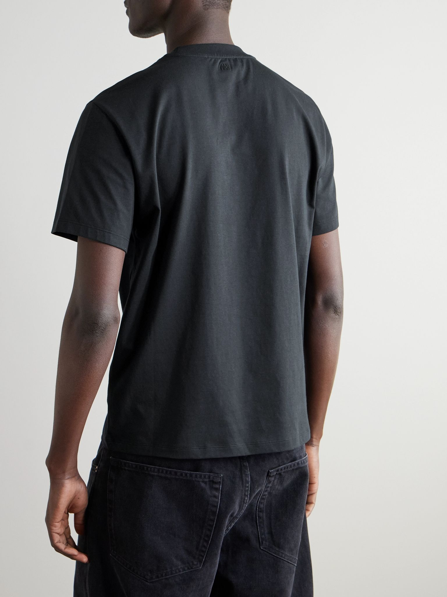 Logo-Embroidered Organic Cotton-Jersey T-Shirt Black - 4