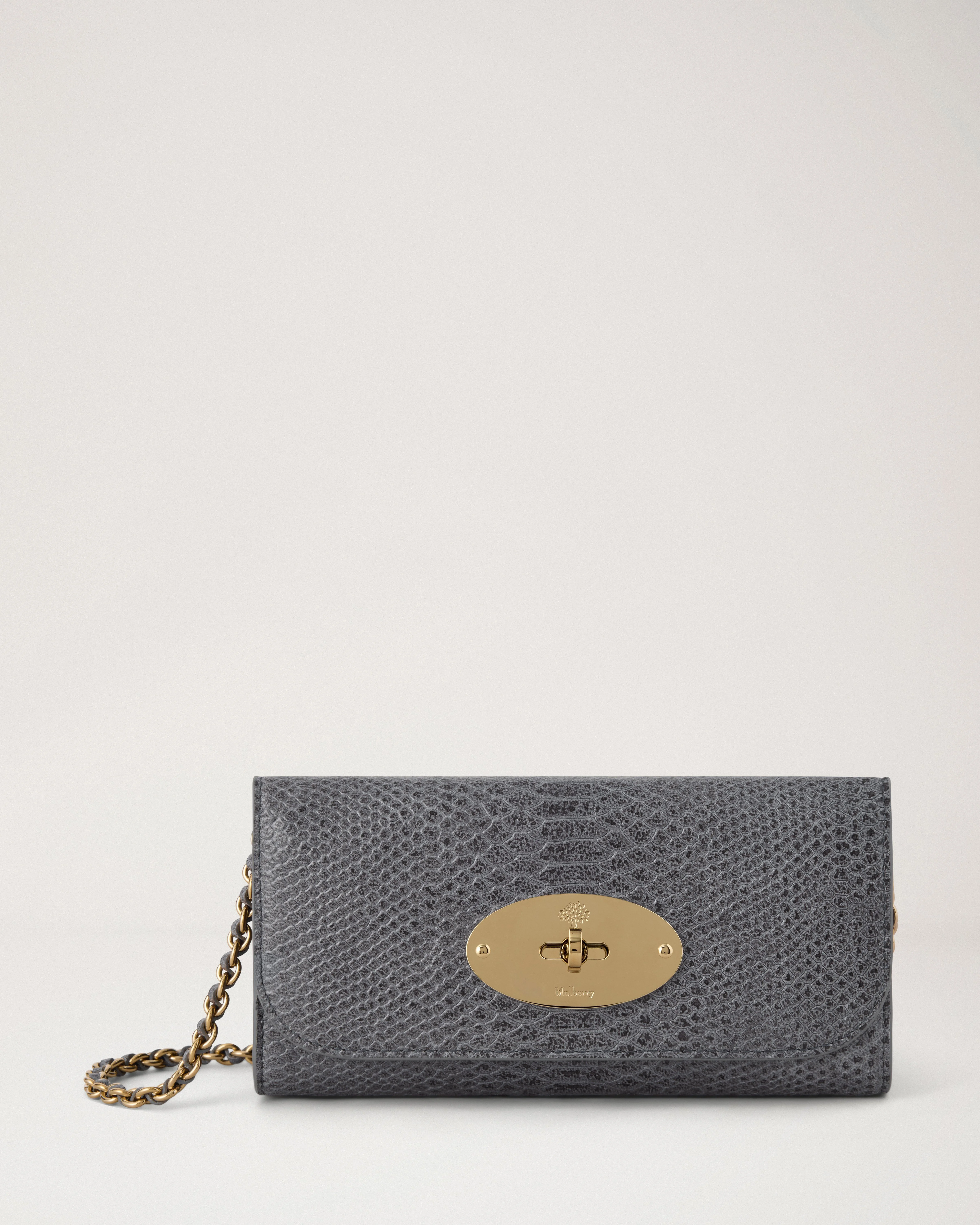 Lily Chain Wallet Foggy Grey Waxed Snake Print - 1