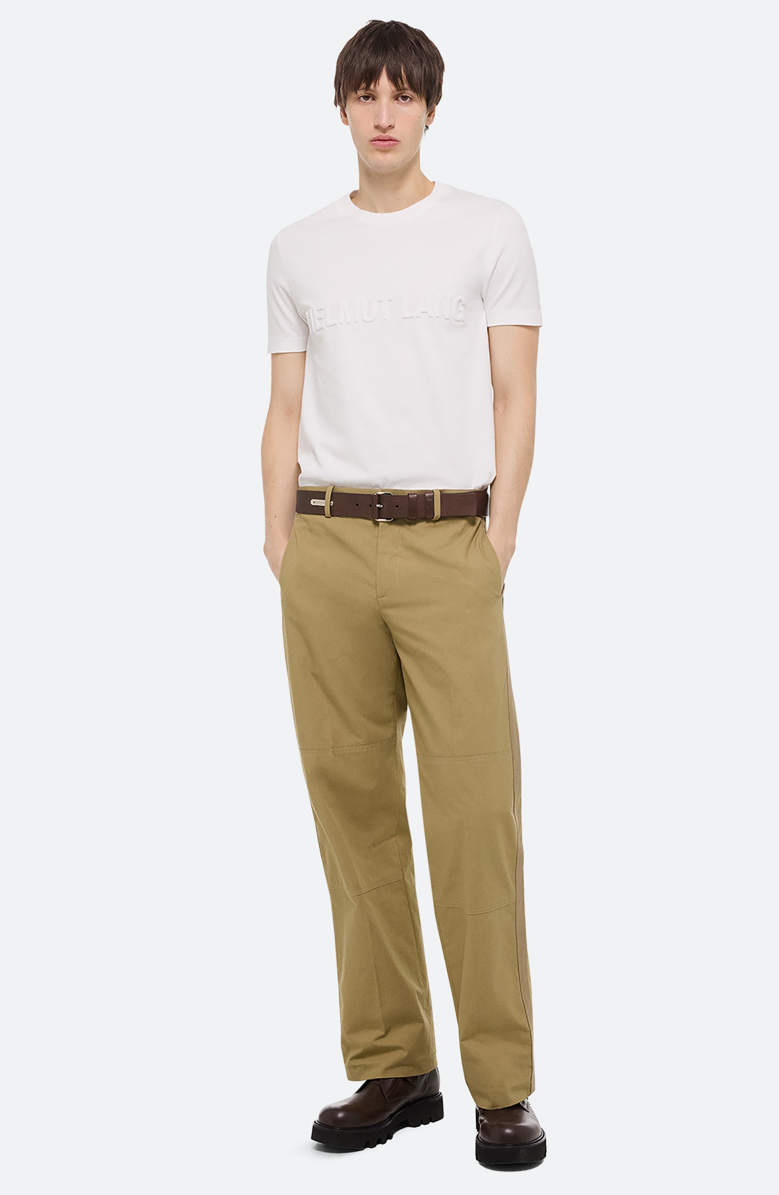 Helmut Lang Embossed Logo T-Shirt in Optic White at Nordstrom - 6