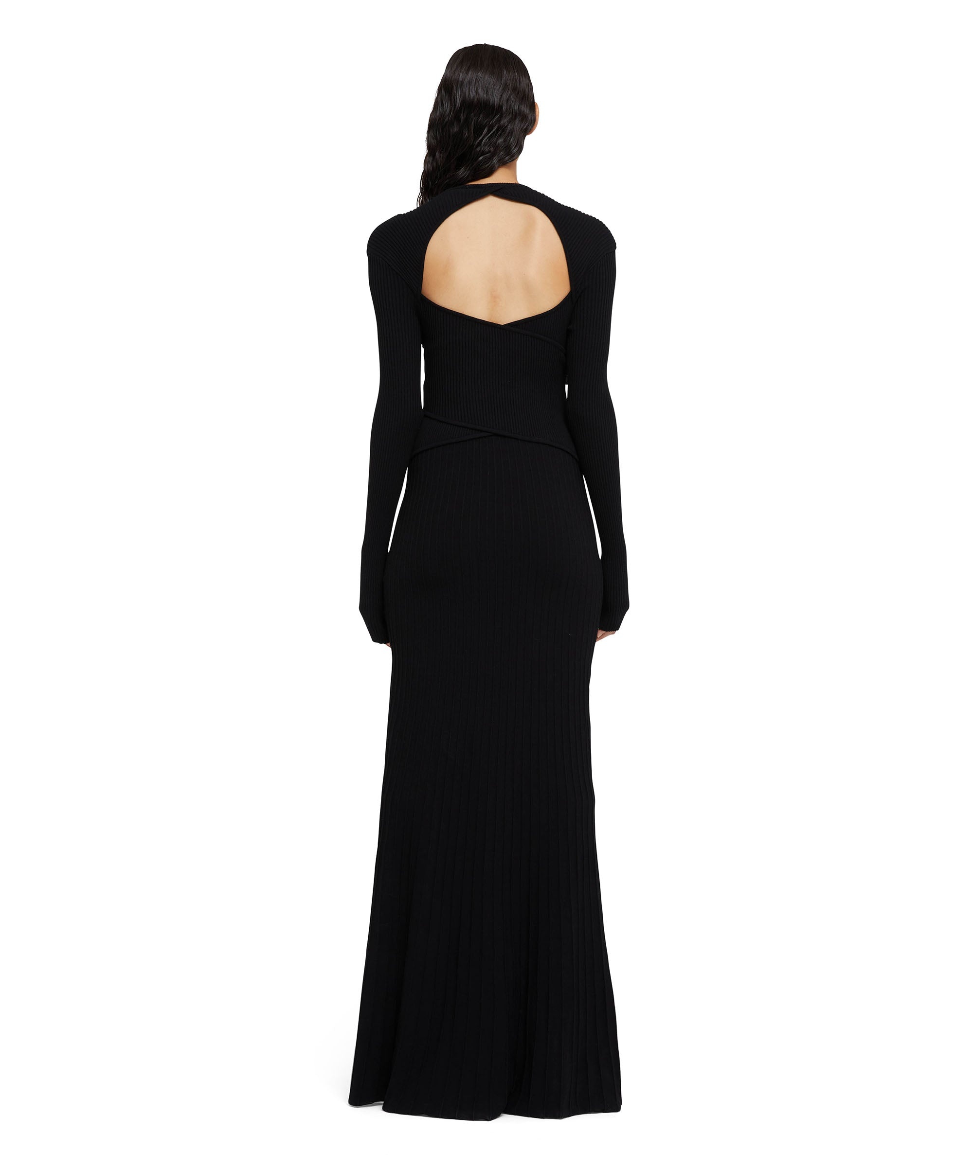 Long knit viscose dress with cut out neckline detail - 2
