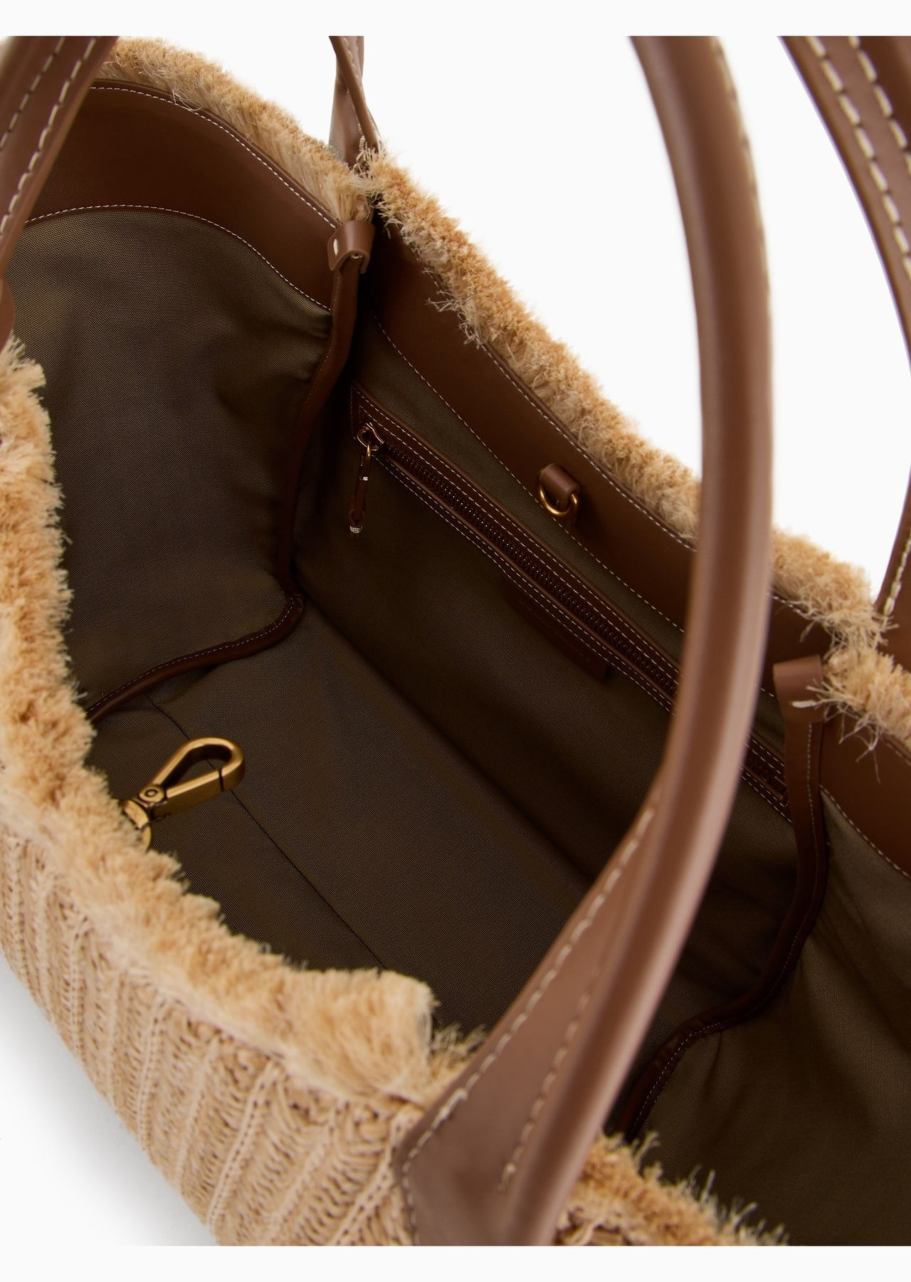 Woven straw shopper bag with logo charm - 4