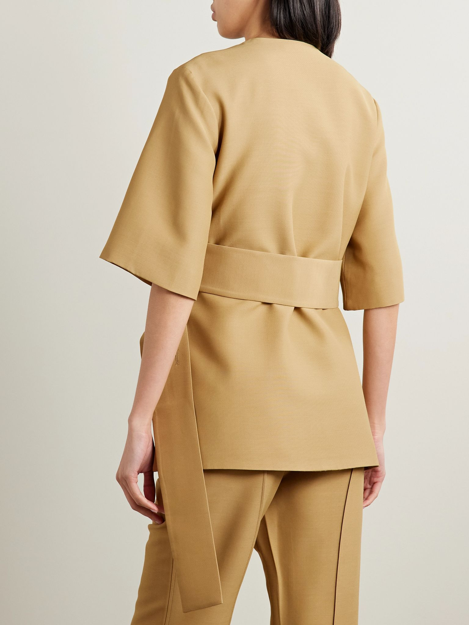 Woven wrap top Camel - 3