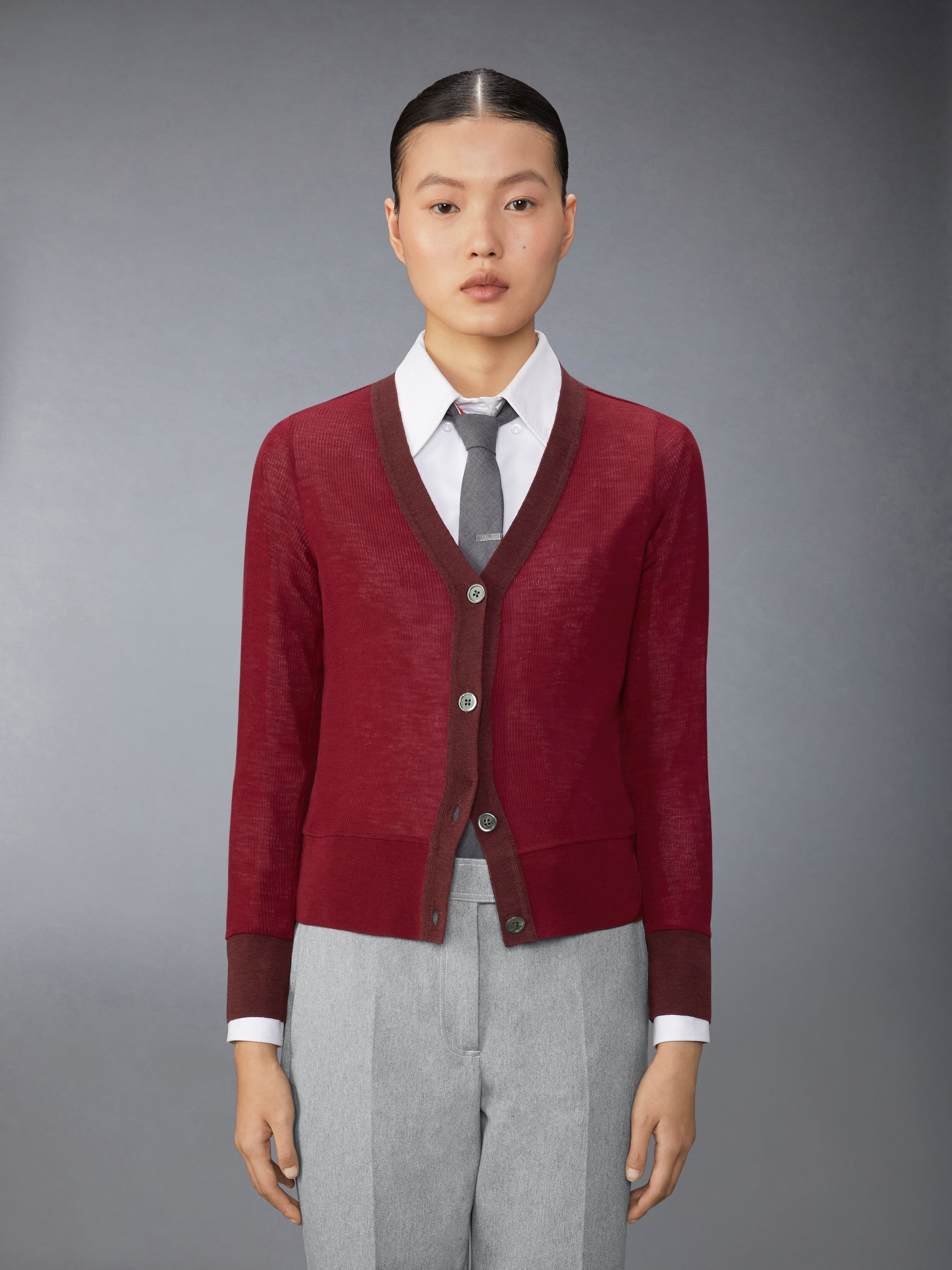 Wool Contrast Trim Cardigan - 1