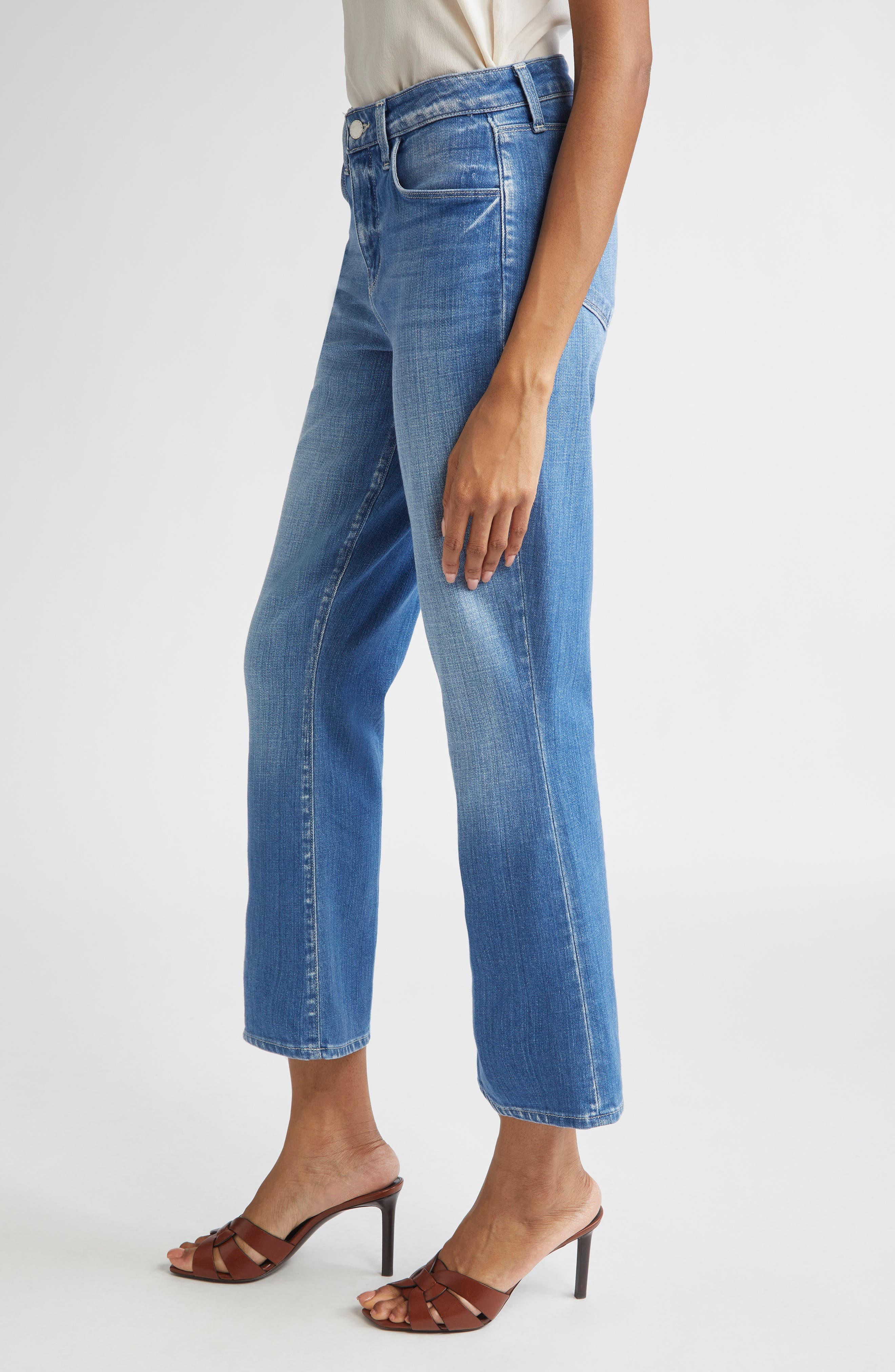 L'AGENCE Tati High Waist Crop Micro Bootcut Jeans in Rosales at Nordstrom - 4
