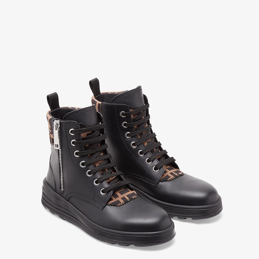 Black leather biker boots - 4