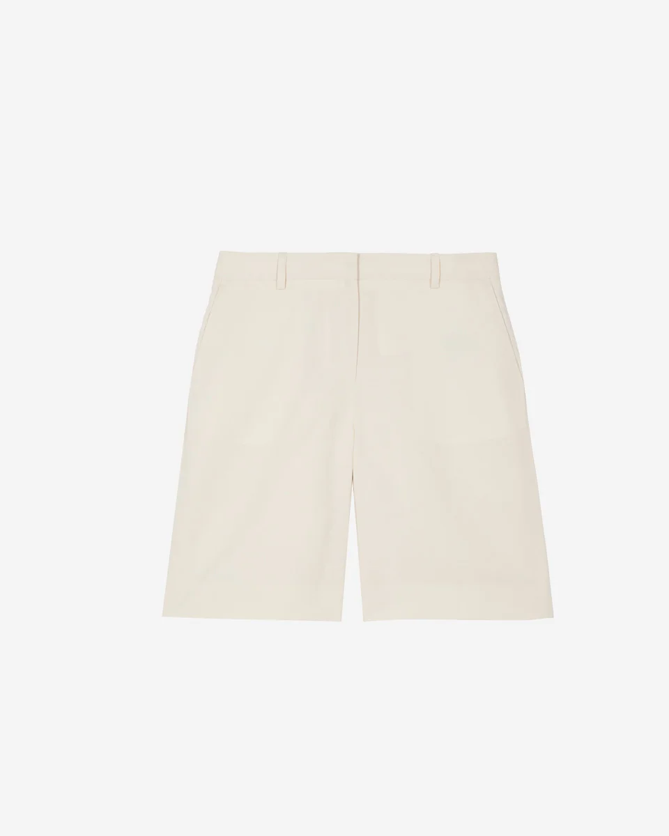 BERMUDA SHORTS IN ECRU LINEN AND COTTON - 1