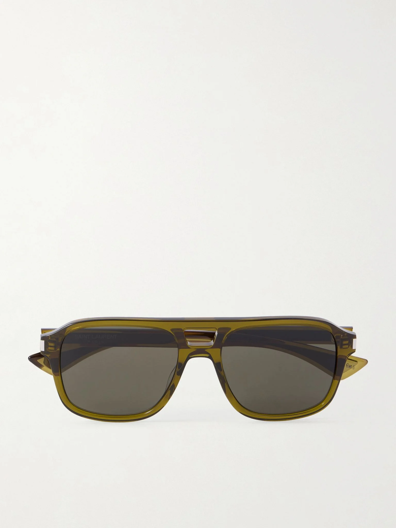 Double-Bridge Aviator-Style Acetate Sunglasses Green - 1