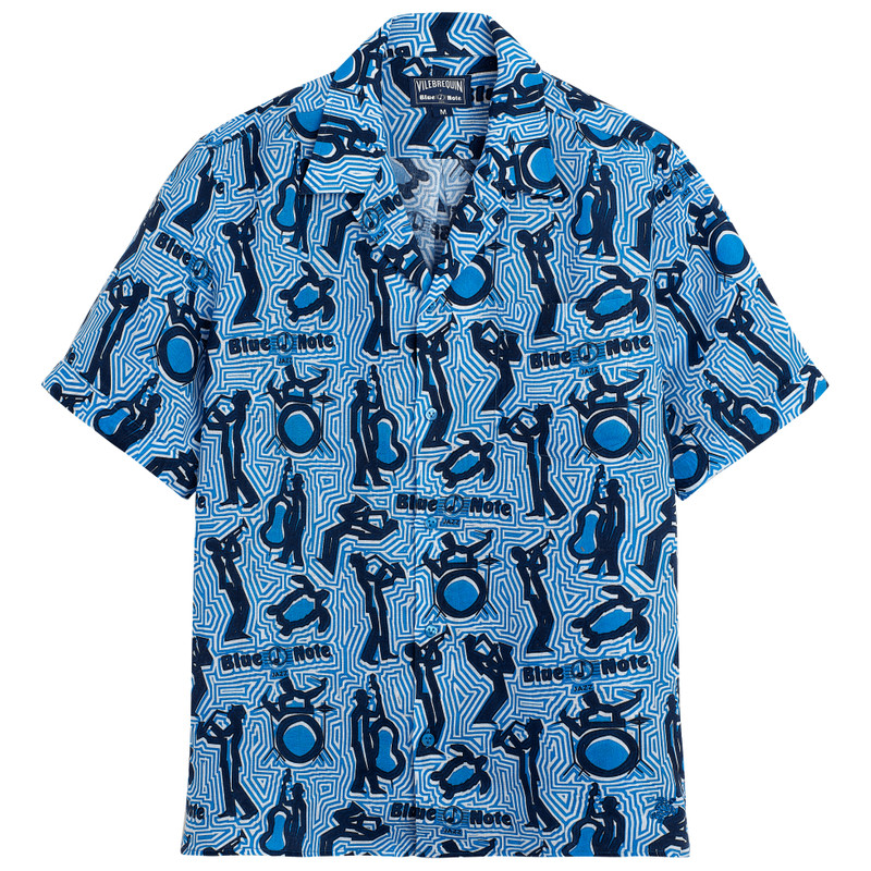 Men Linen Bowling Shirt - Vilebrequin x Blue Note 1