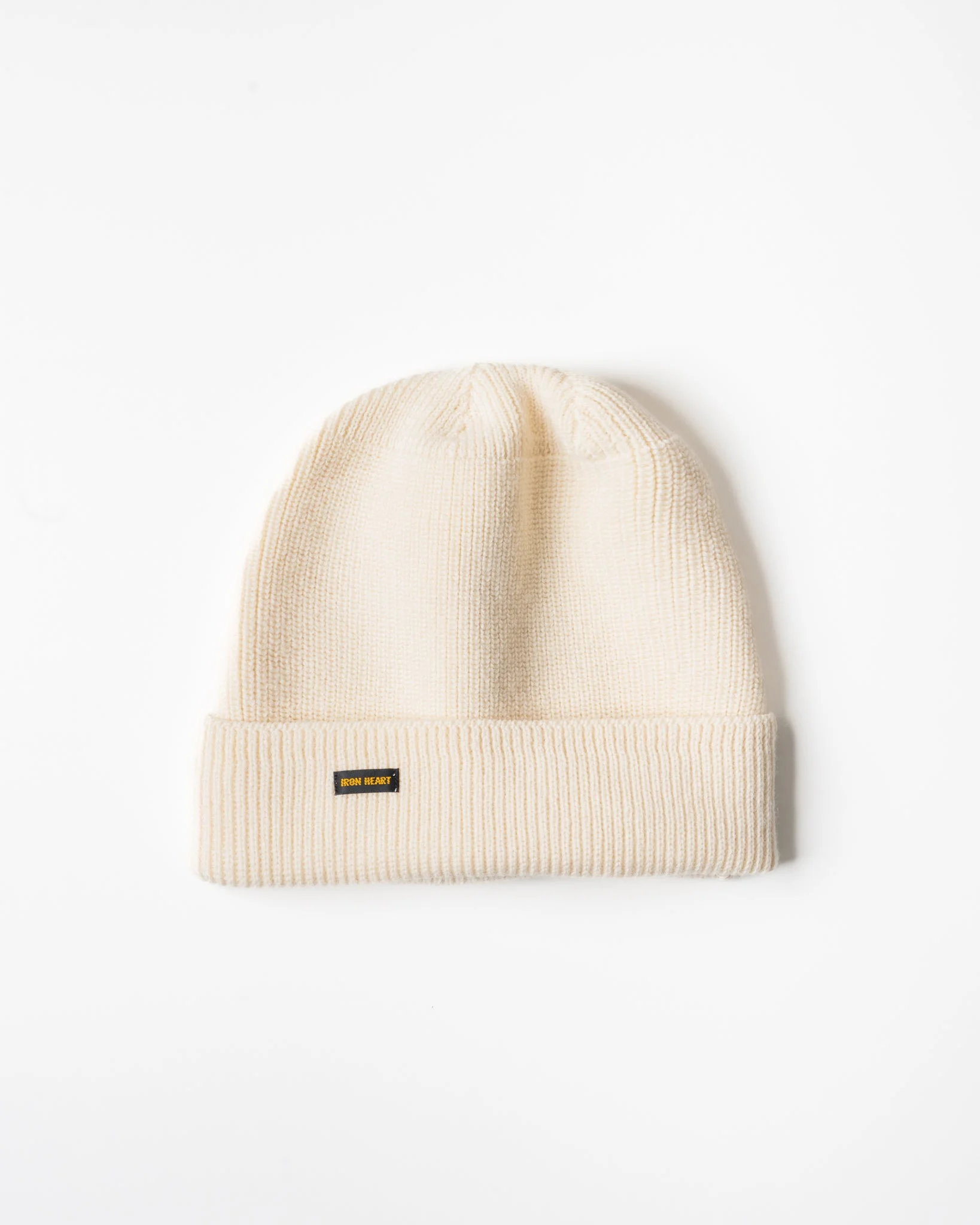IHG-080-WHT 100% WOOL RIBBED BEANIE - WHITE - 1