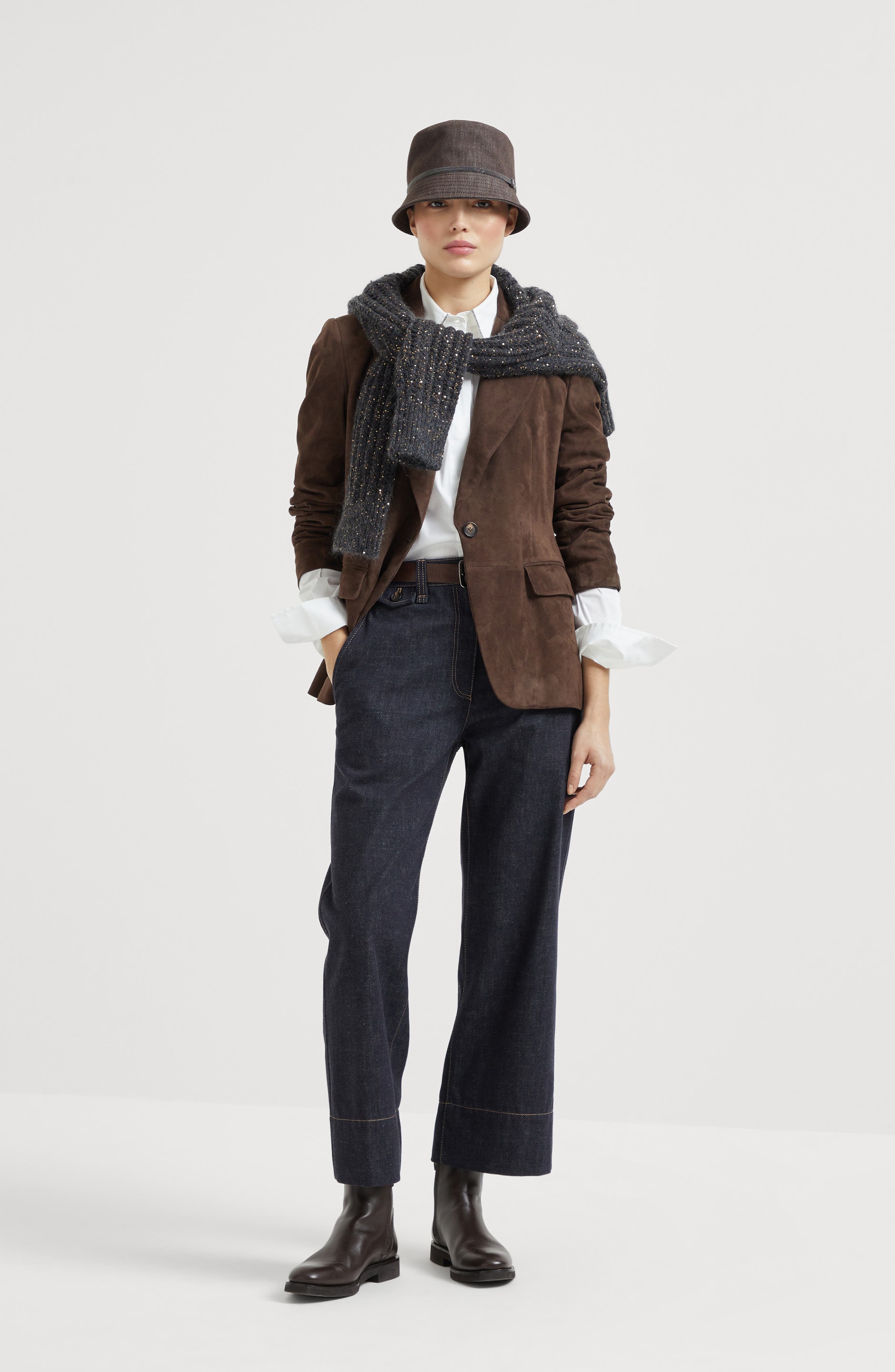 Brunello Cucinelli Sartorial square trousers in Dark Denim at Nordstrom - 5