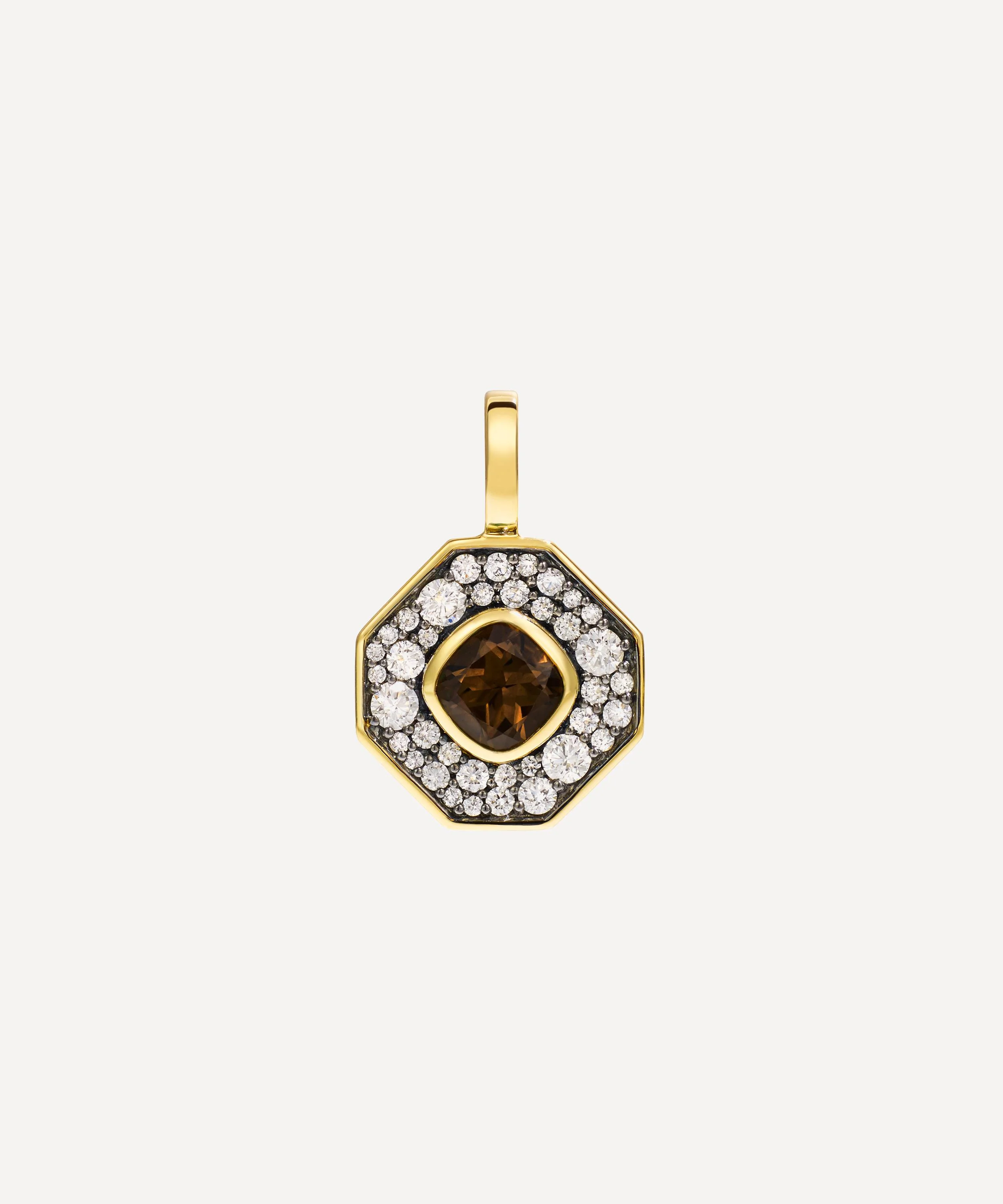 14ct Gold Reverie Smokey Quartz and Diamond Pendant - 1