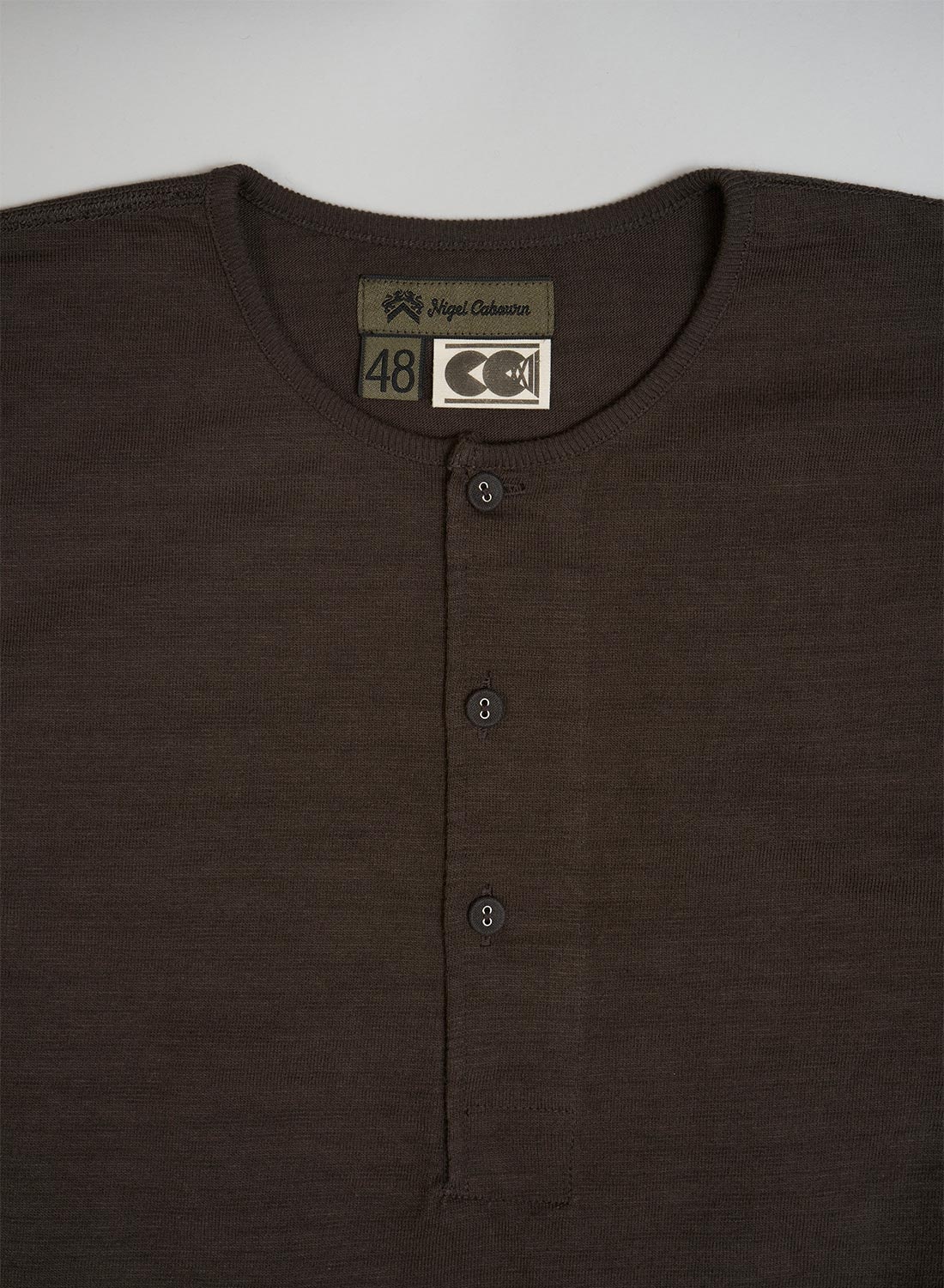 Nigel Cabourn CC22 Henley Neck Shirt in Charcoal Grey | REVERSIBLE