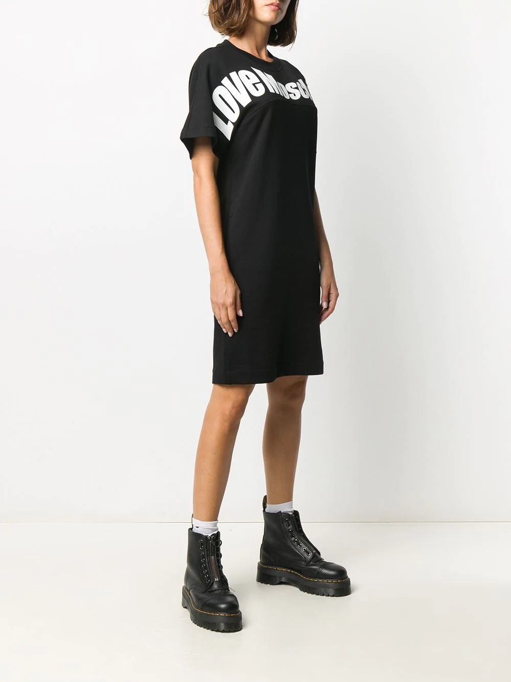 logo print crew neck T-shirt dress - 3