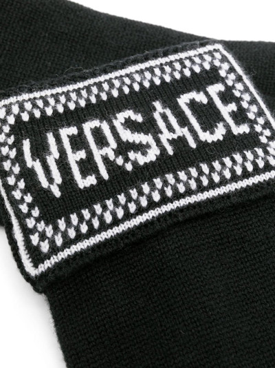 VERSACE intarsia-logo virgin-wool gloves outlook