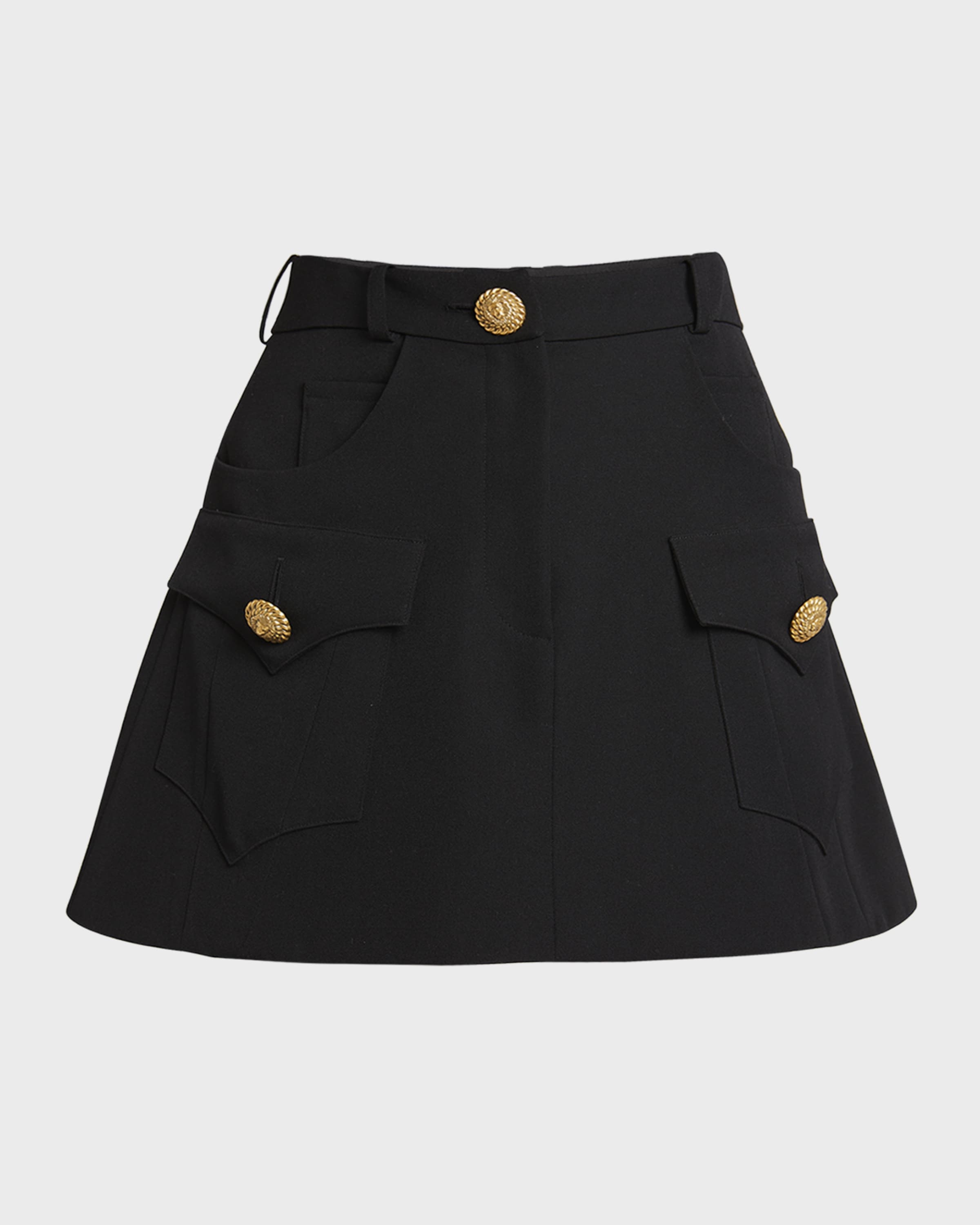 Balmain Trapeze Mini Skirt with Flap Pockets neimanmarcus