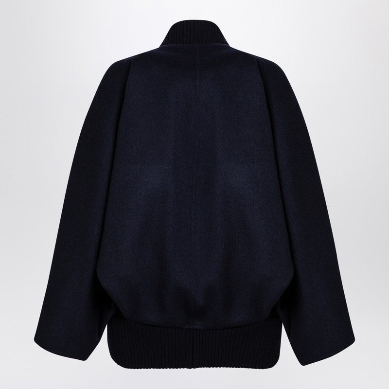 Max Mara Blue Cashmere Cape Bomber Jacket Women - 2