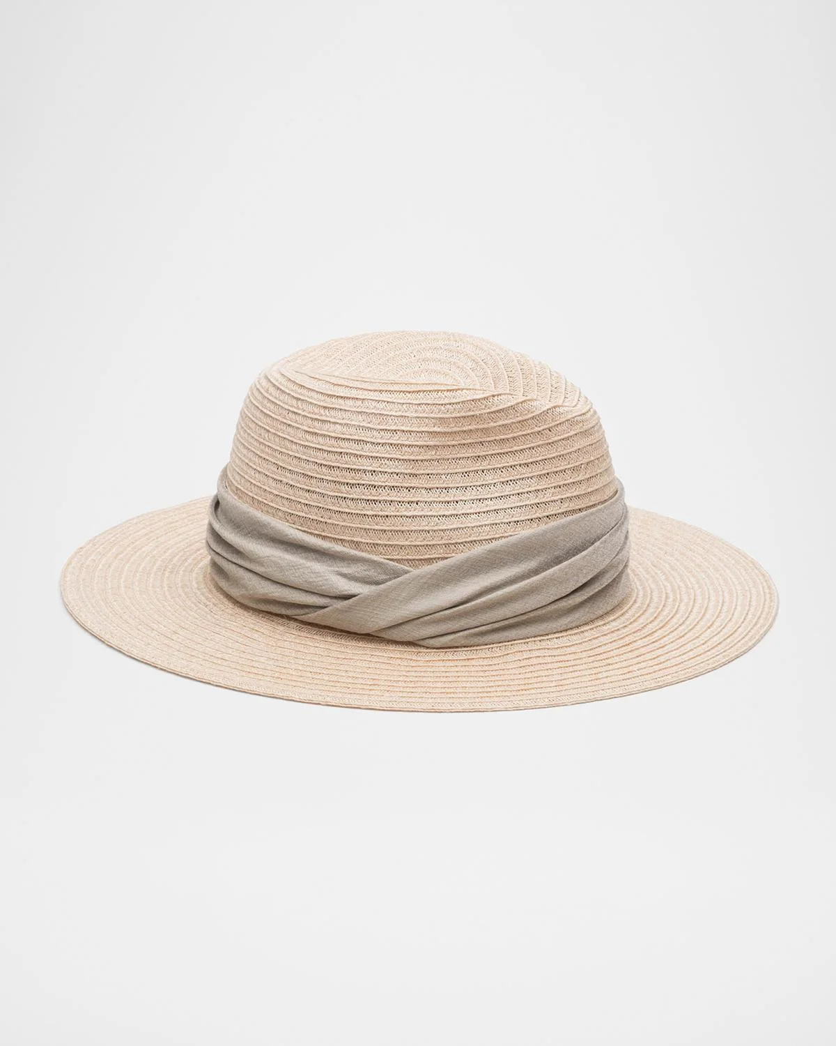 Courtney Woven Fedora Hat w/ Scarf Band - 1