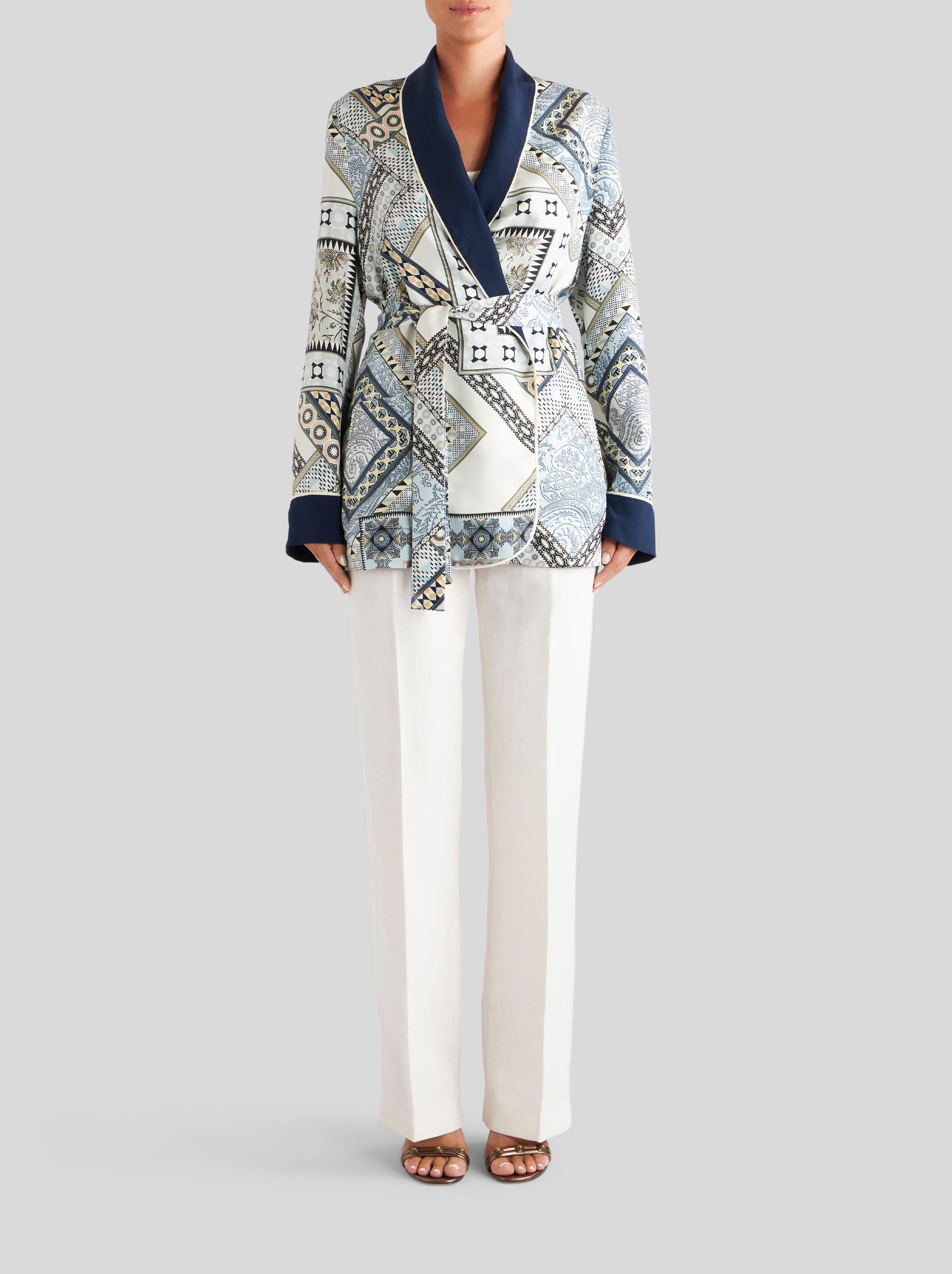 PATCHWORK PATTERN SILK JACKET - 3