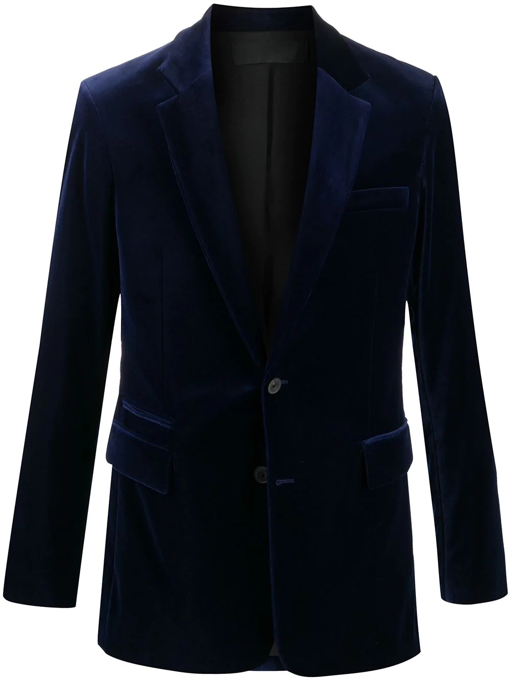 single-breasted velvet-effect blazer - 1