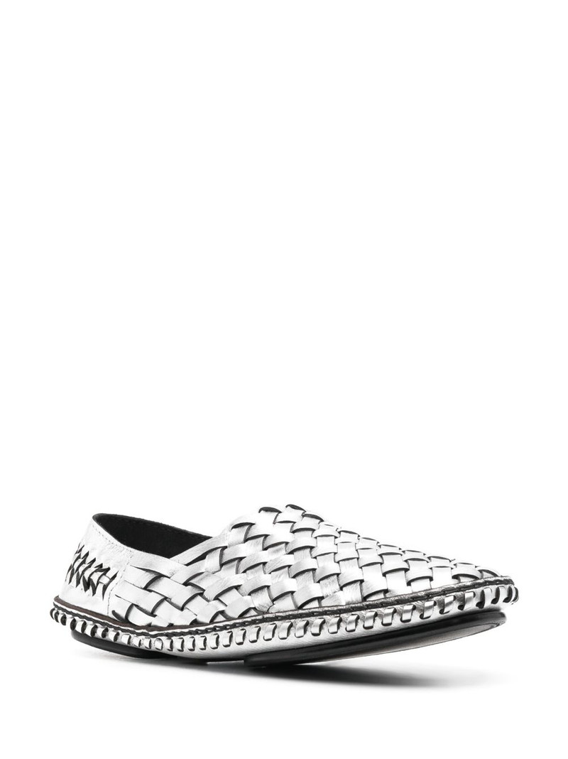 SAINT LAURENT Neil woven metallic loafers outlook