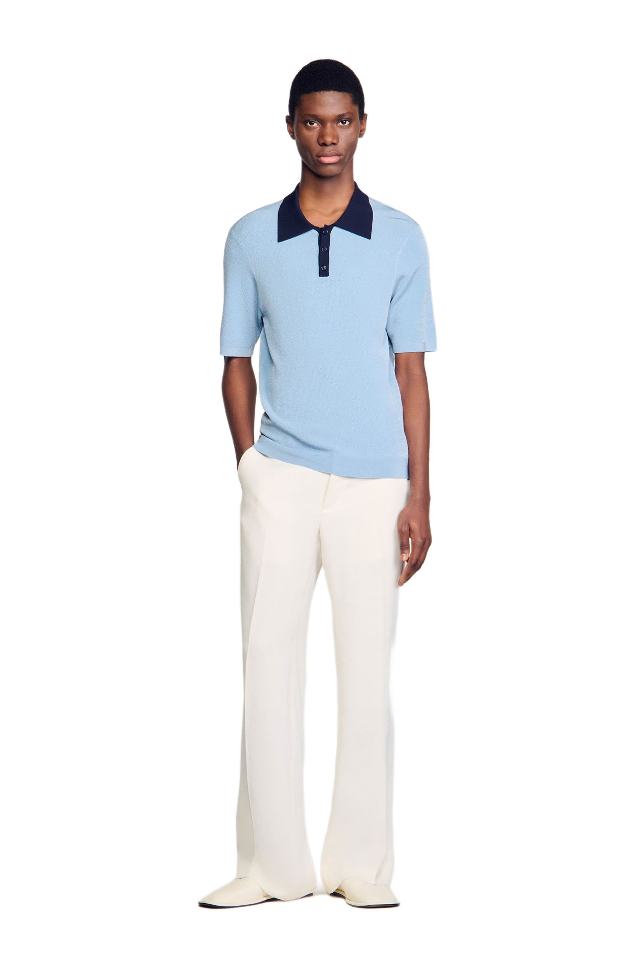 SANDRO Two-tone polo shirt in Chambray at Nordstrom - 6