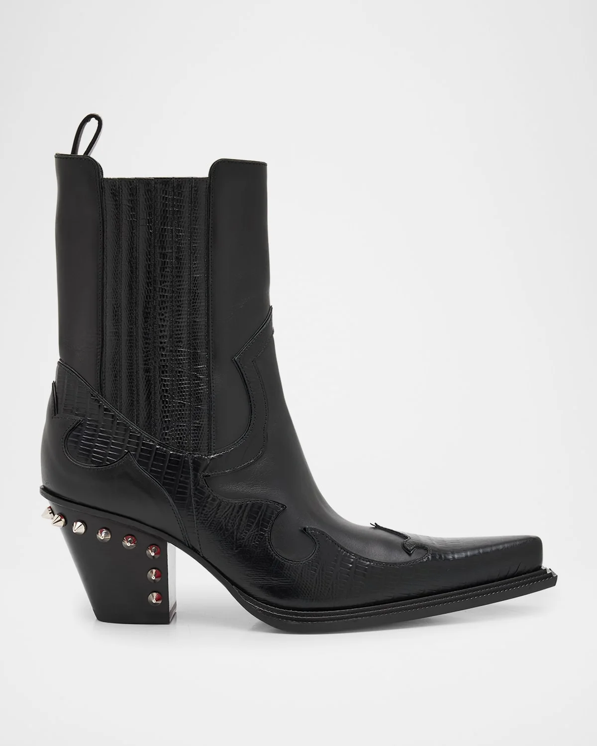 Men's Becca Uomo Leather Spike-Heel Western Boots - 1