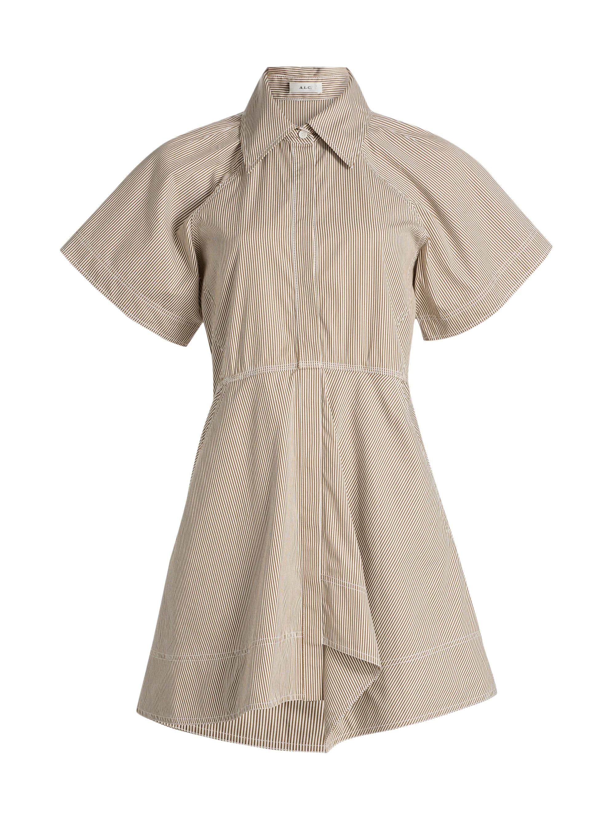Women's Julie Striped Mini-Shirtdress - Pearl Aged Bronze - 1