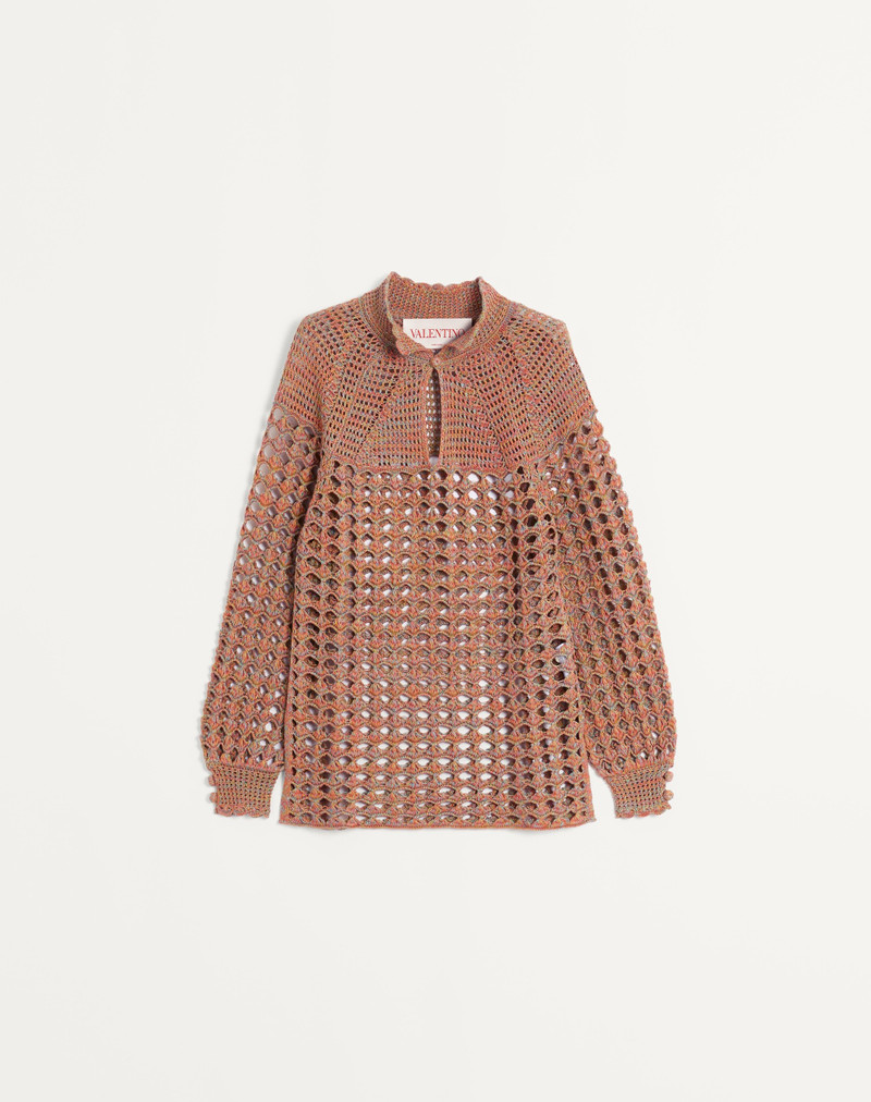 COTTON AND MOULINE LINEN SWEATER - 1