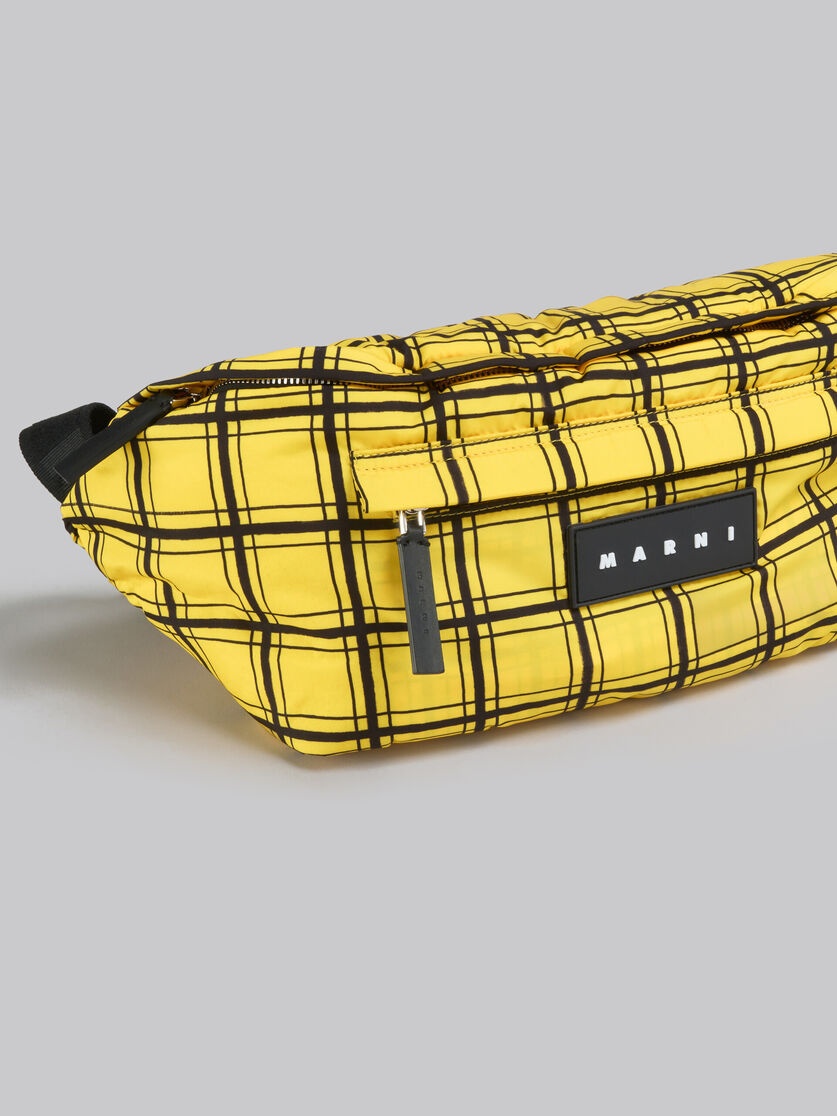 YELLOW CHECKED PUFF BELT BAG - 5