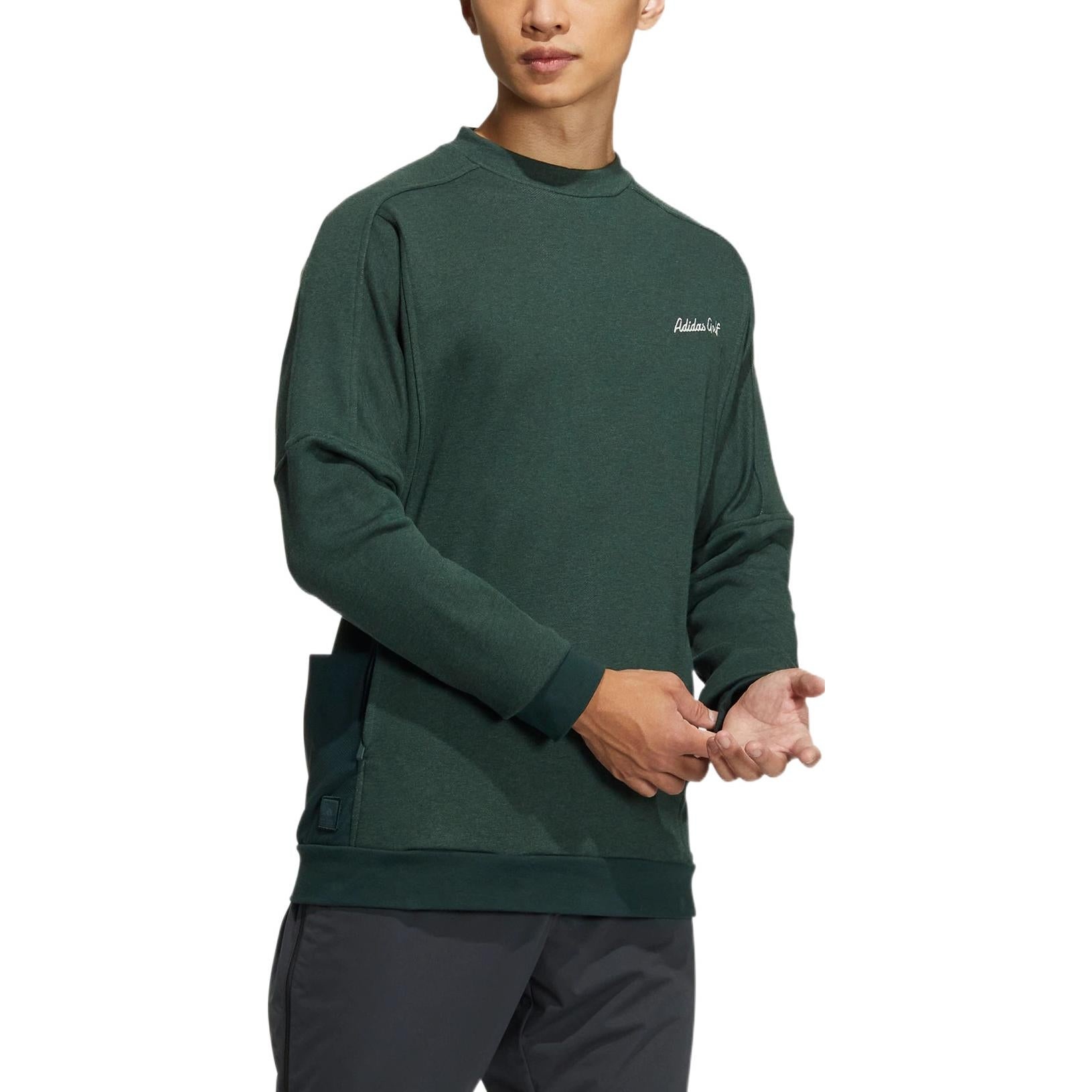 Men's adidas Gt Crew Sw Solid Color Alphabet Embroidered Round Neck Pullover Long Sleeves Green HG32 - 4