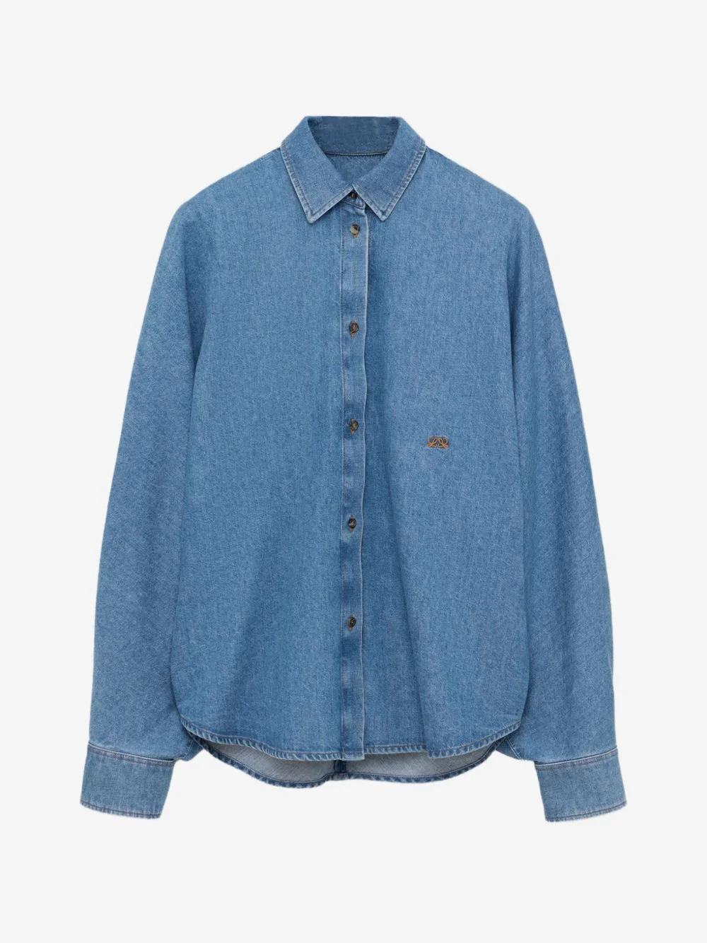 logo-embroidered denim shirt - 1