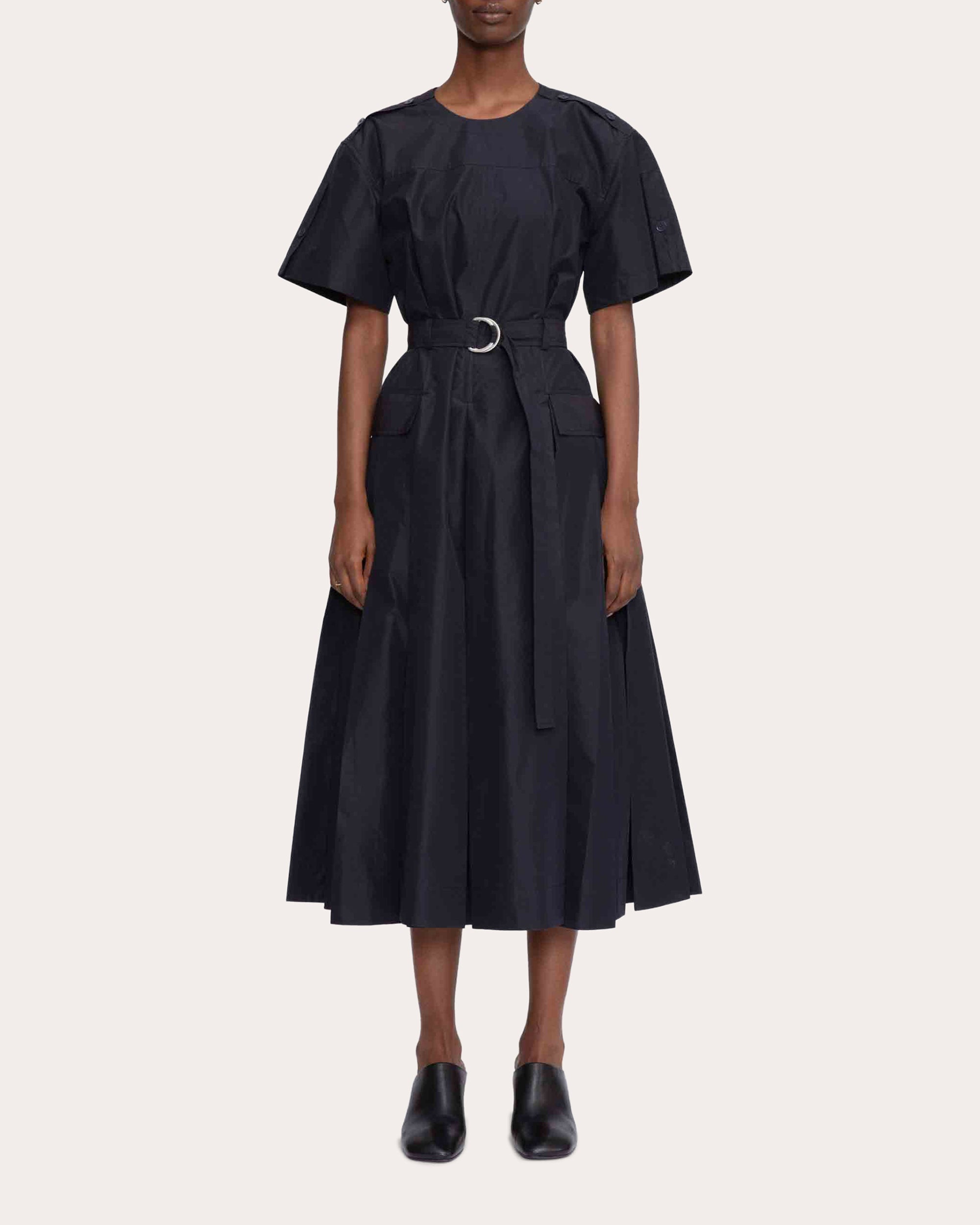 Belted Techno Poplin Midi Dress - 1