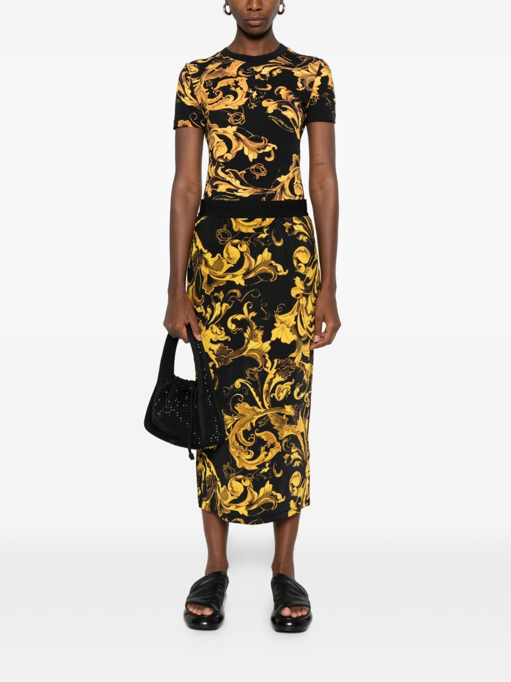 baroque-print midi skirt - 2