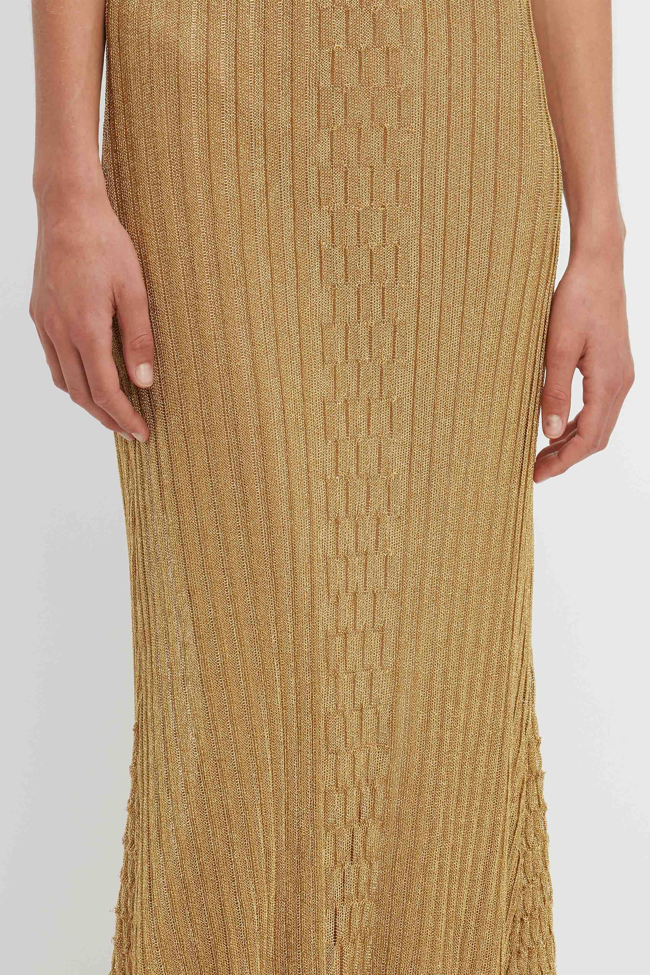 Knitted Cami Dress in Gold - 7