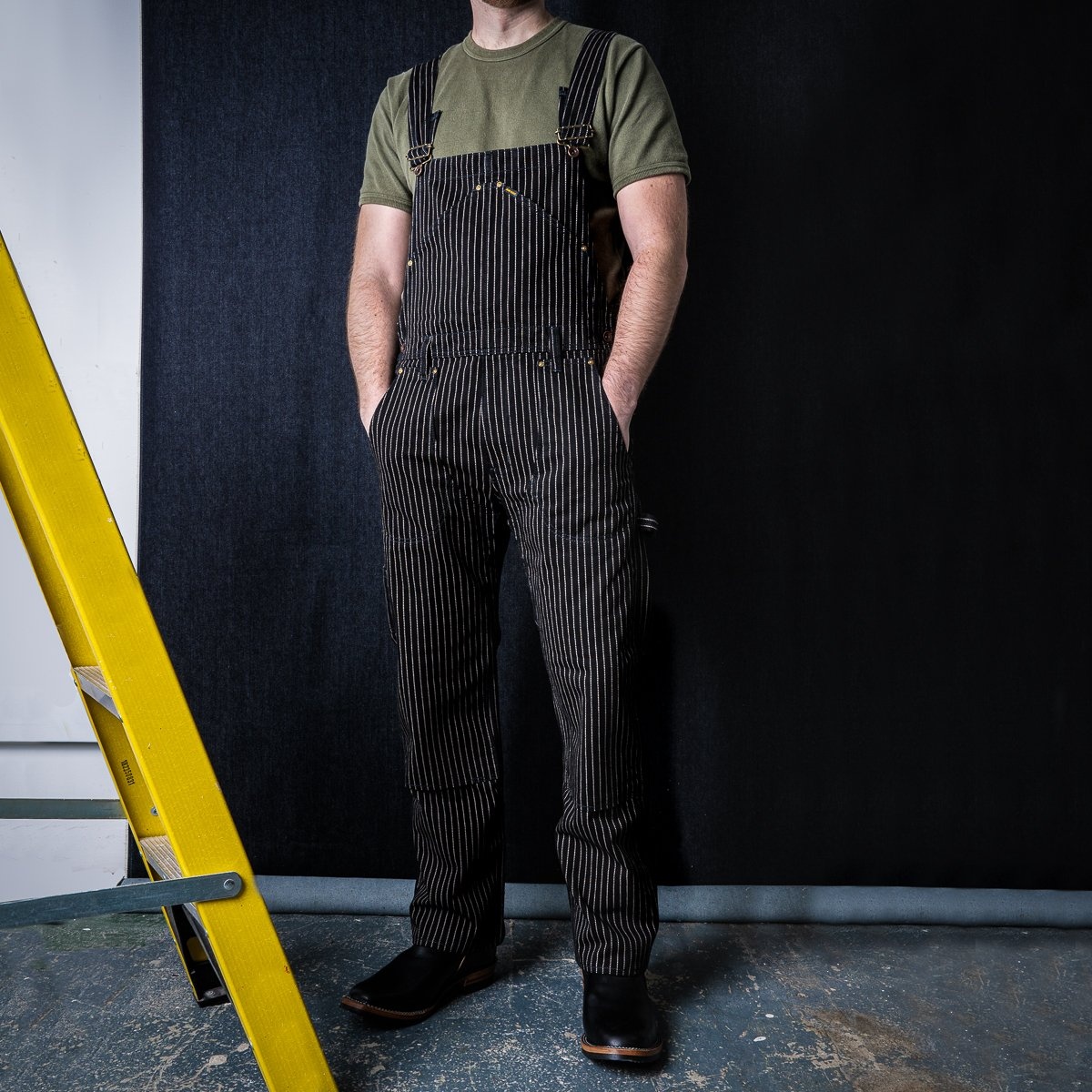 IH-819-BLK 12oz Wabash Double Knee Overalls - Black - 3