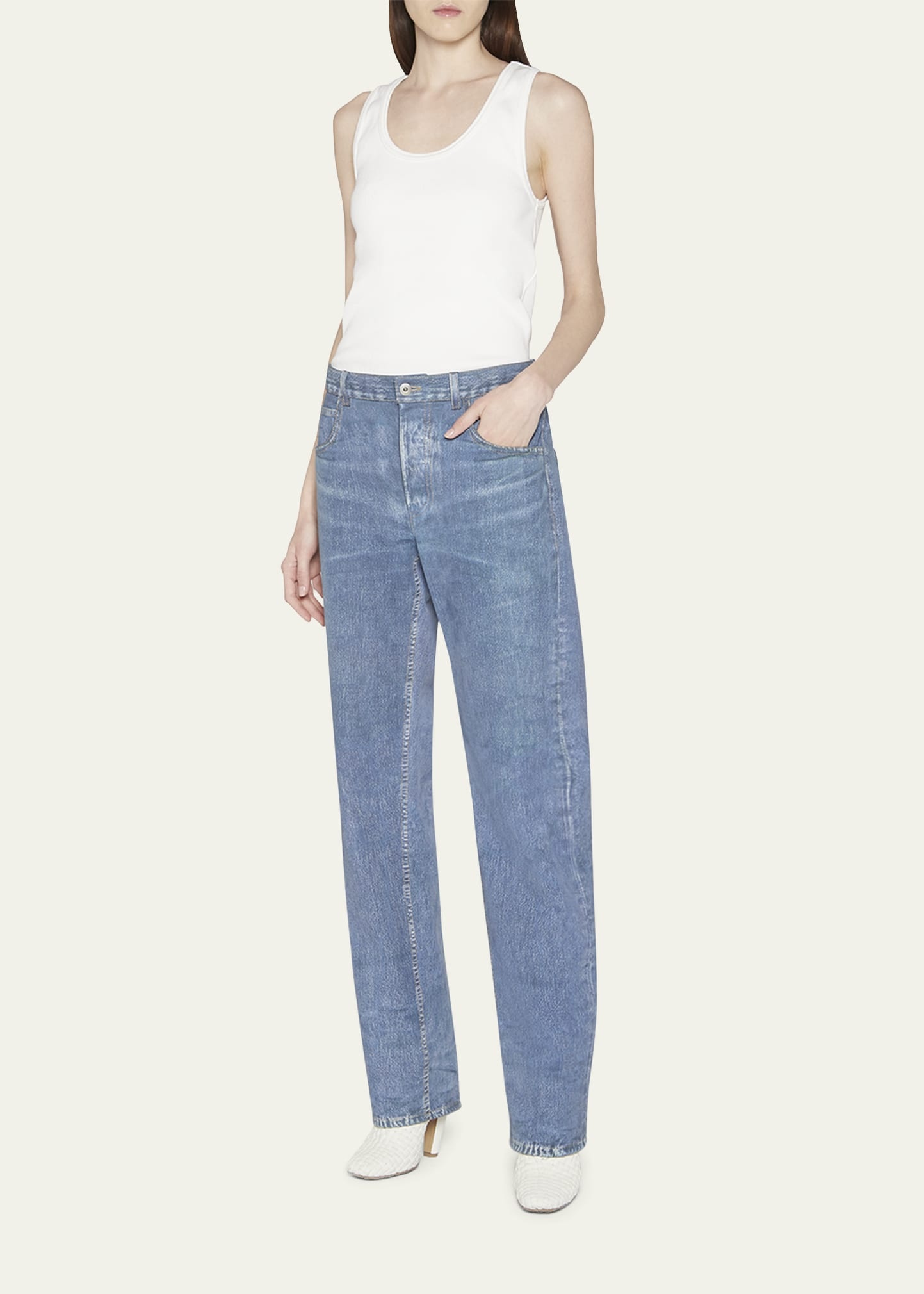 Denim Printed Nubuck Pants - 2