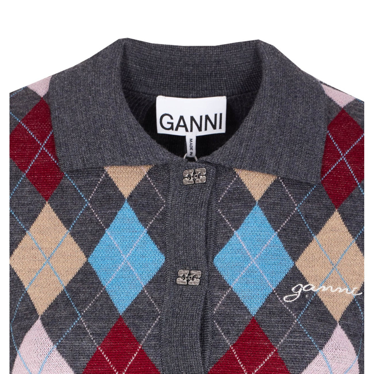 Ganni Women Striped Knitted Polo Shirt - 4