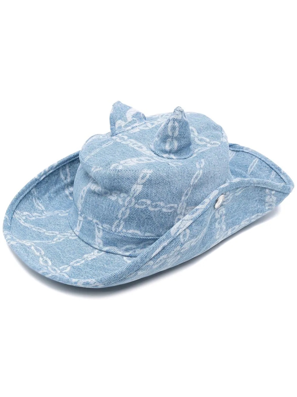 chain link-print denim hat - 1