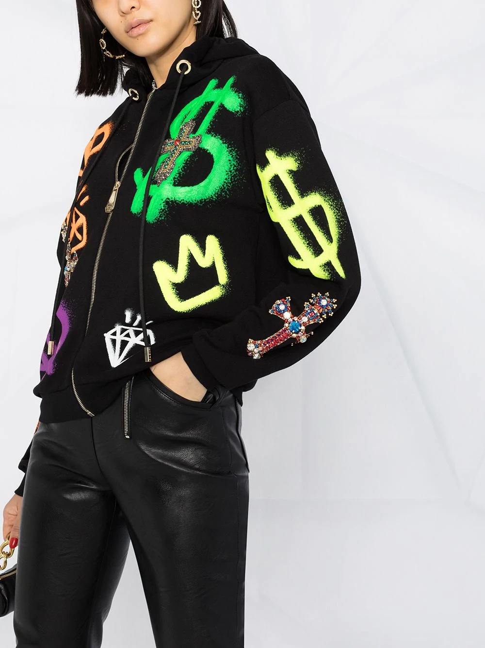 graffiti-print bomber jacket - 5