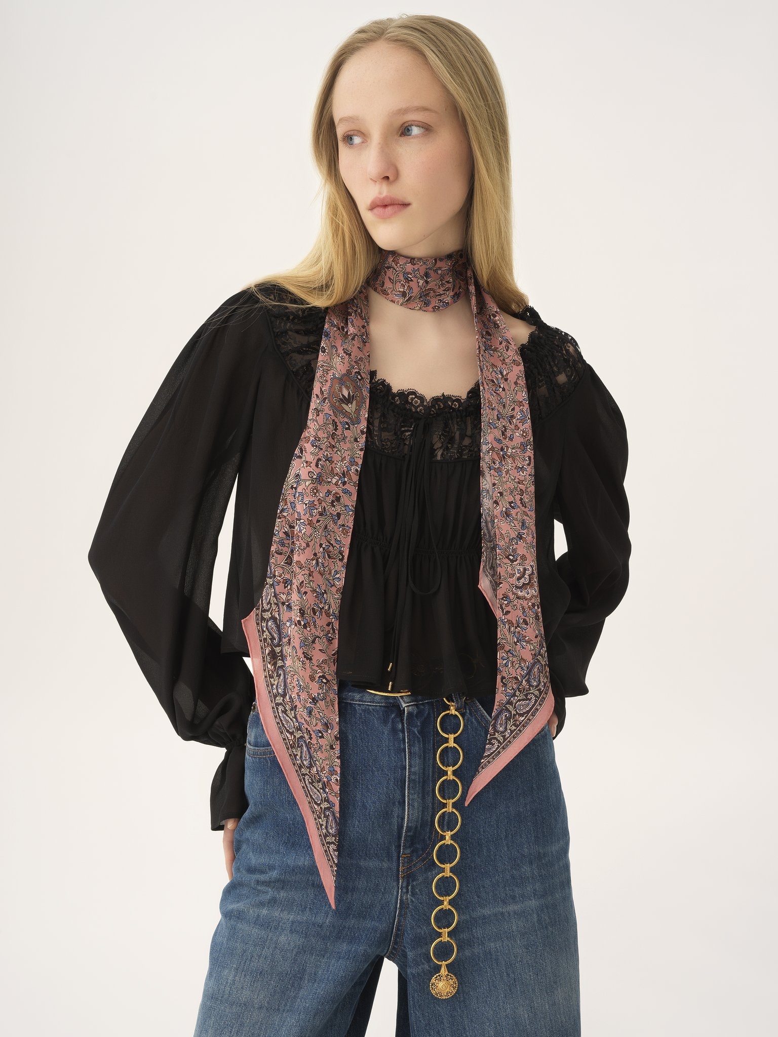 THE CHLOÉ PAISLEY BANDEAU SCARF IN SILK CHARMEUSE - 2
