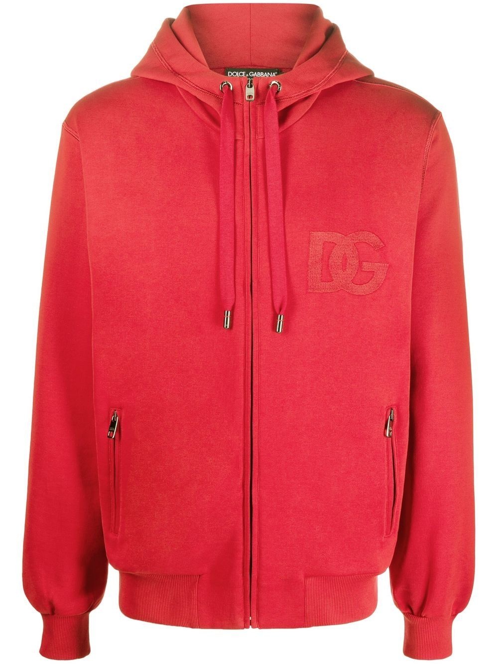 zip-front logo cotton hoodie - 1