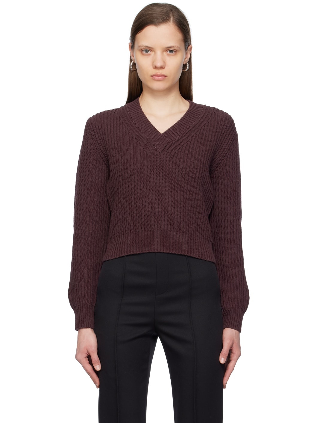 Brown Cropped Sweater - 1
