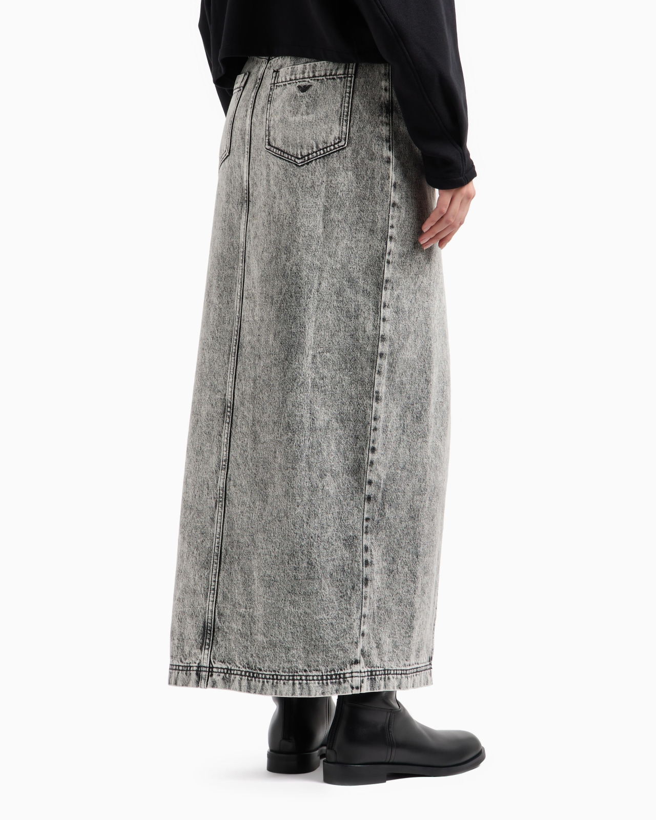 ASV BLACK BLUE CAPSULE COLLECTION LONG SKIRT IN OVER-DYED ORGANIC DENIM - 3
