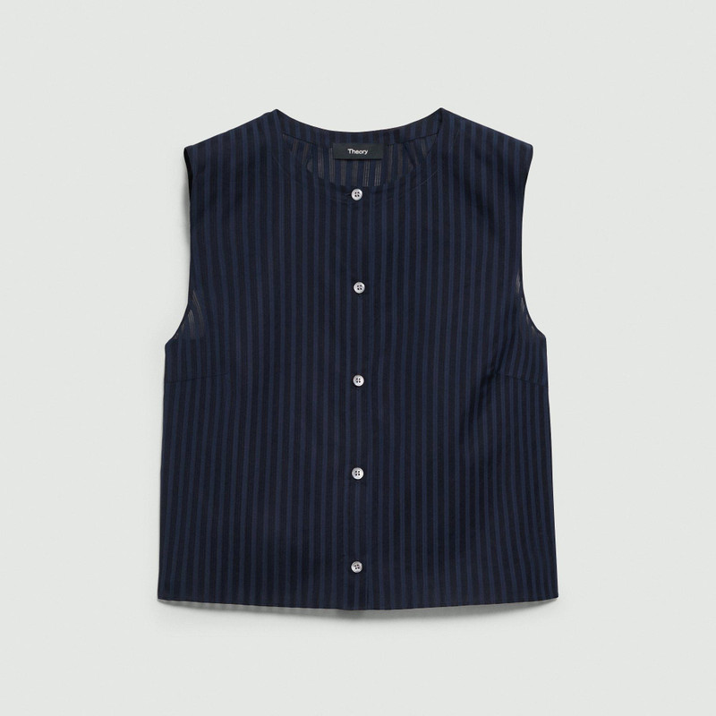 Button-Up Shell Top in Linear Cotton 1
