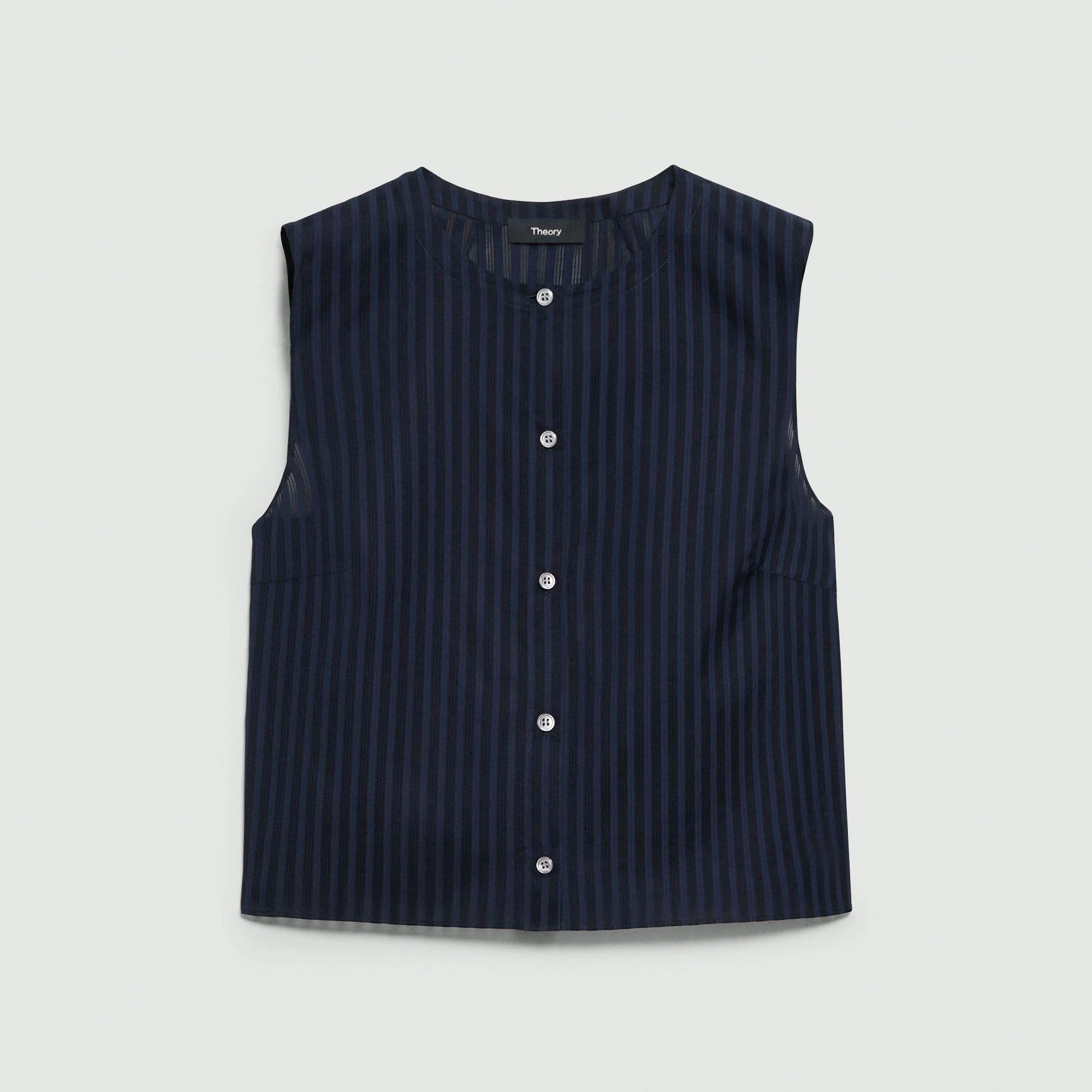 Button-Up Shell Top in Linear Cotton - 1
