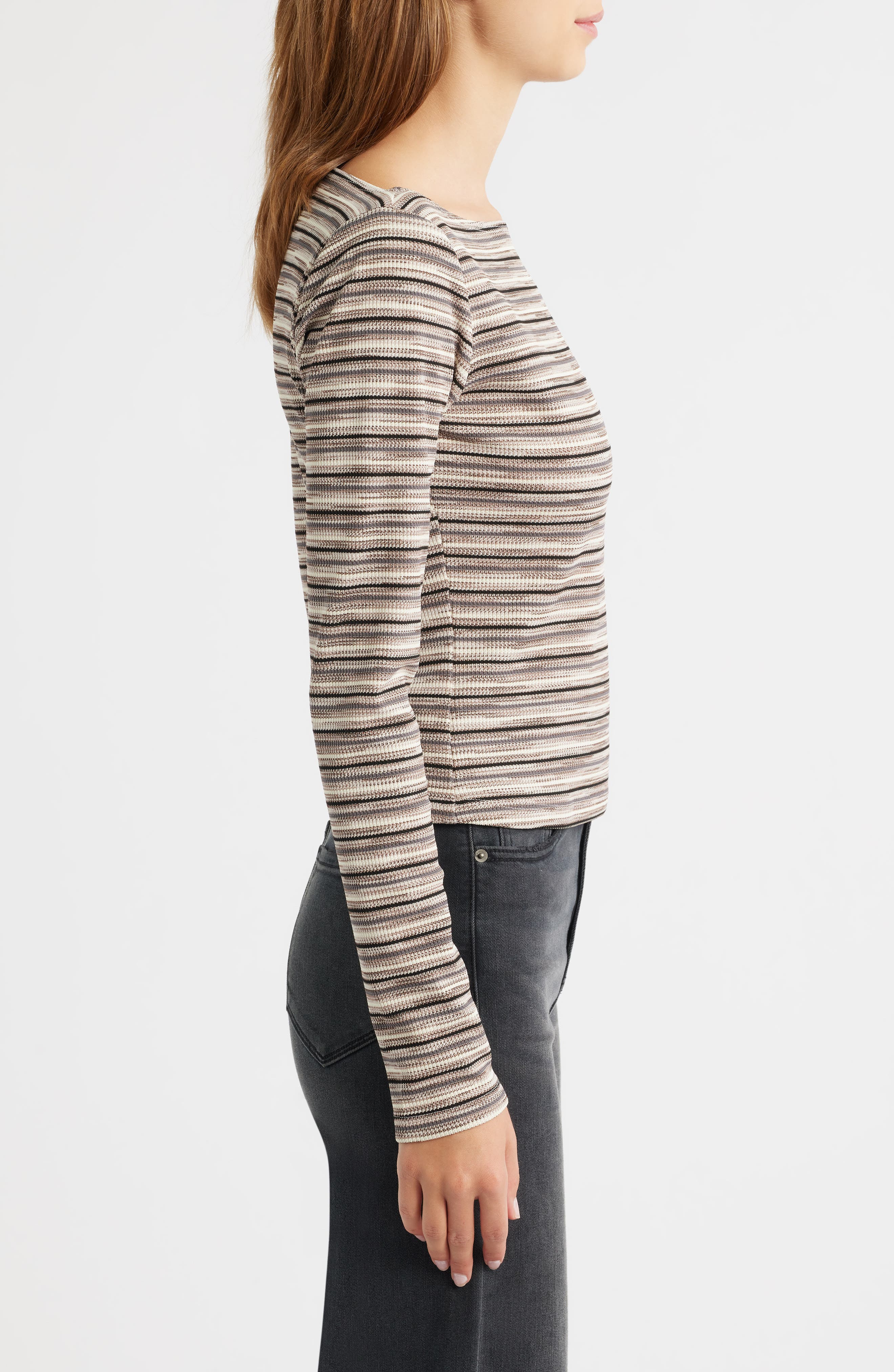 Reformation Wiley Stripe Knit Top in Grey Stripe at Nordstrom - 3