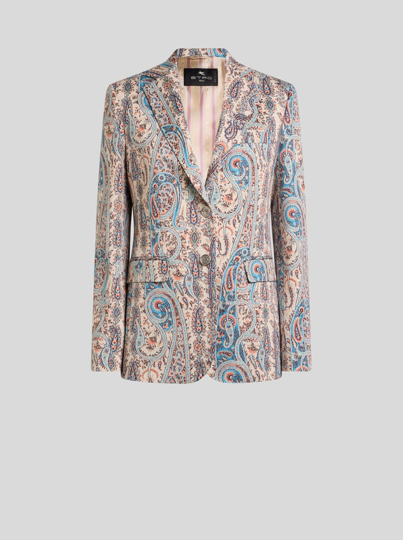 SINGLE-BREASTED COTTON-BLEND JACQUARD JACKET WITH PAISLEY FOLIAGE MOTIF 1