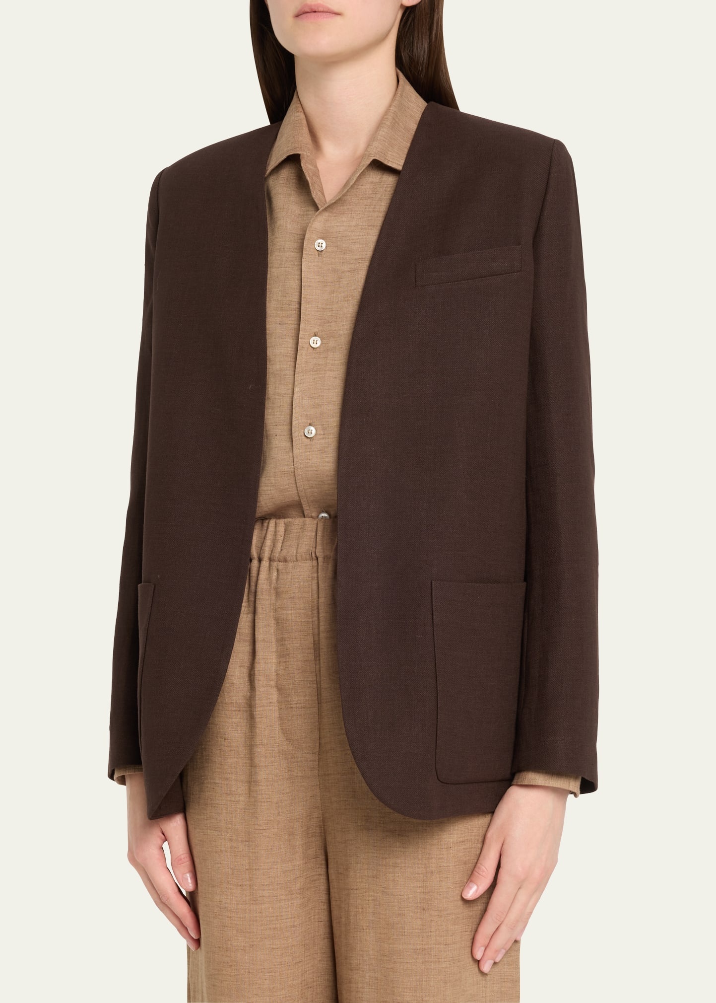 Hanna Open-Front Summer Linen Crepe Jacket - 4