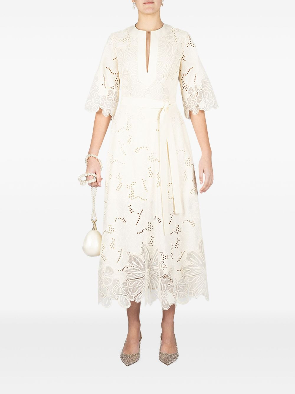 embroidered midi dress - 2