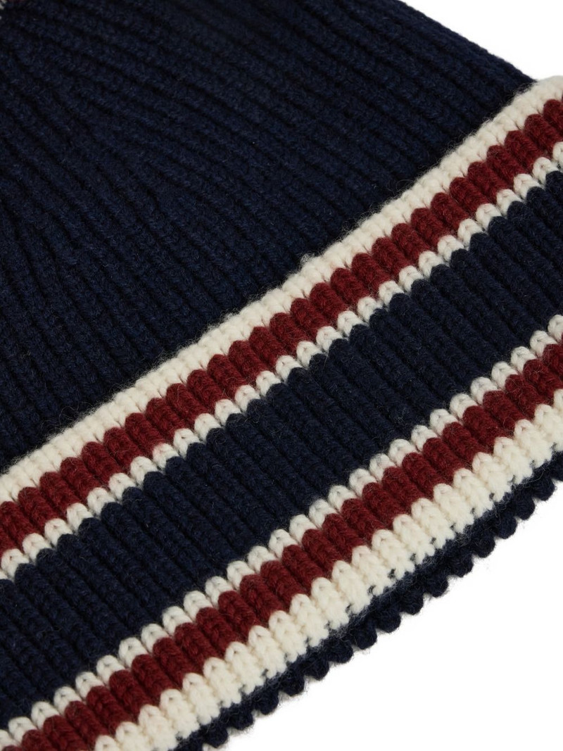 Bonnet striped pompom beanie hat 3